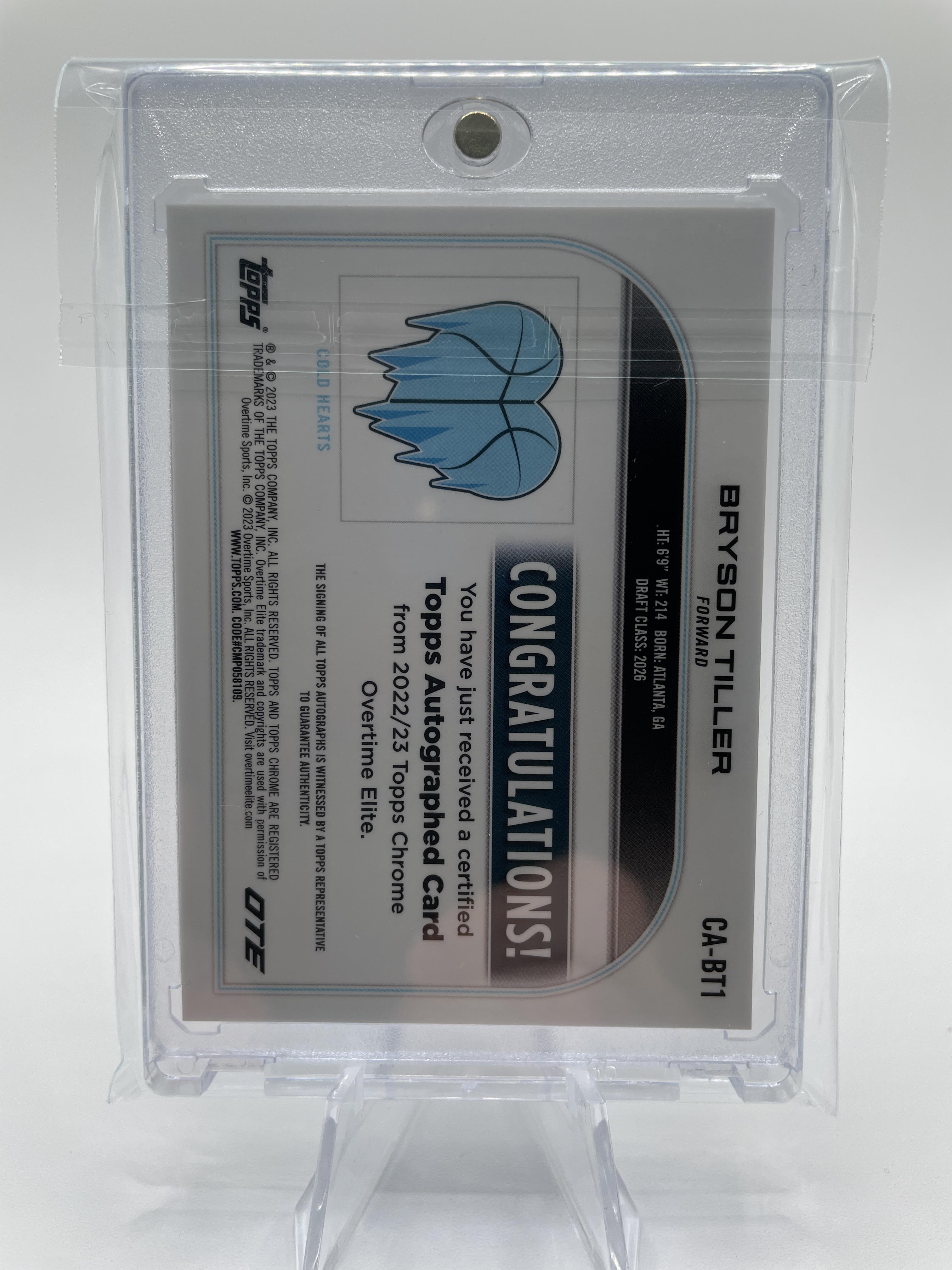 2022-23 Topps Overtime Elite OTE Chrome Bryson Tiller Aqua Refractor Auto /99