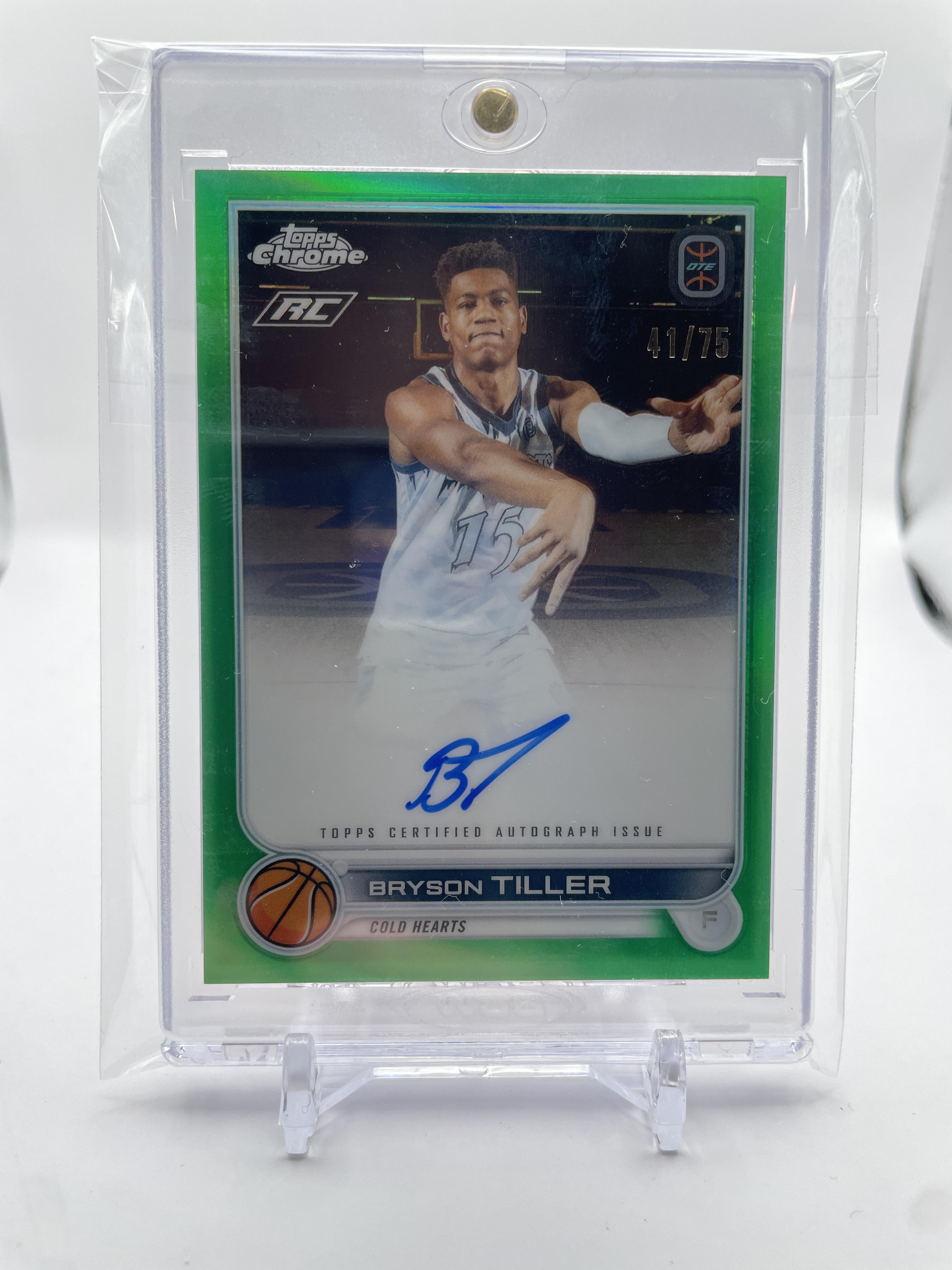 2022-23 Topps Overtime Elite OTE Chrome Bryson Tiller Green Refractor Auto /75