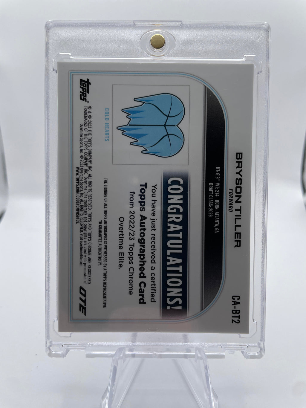 2022-23 Topps Overtime Elite OTE Chrome Bryson Tiller Rookie Refractor Auto #CA-BT2