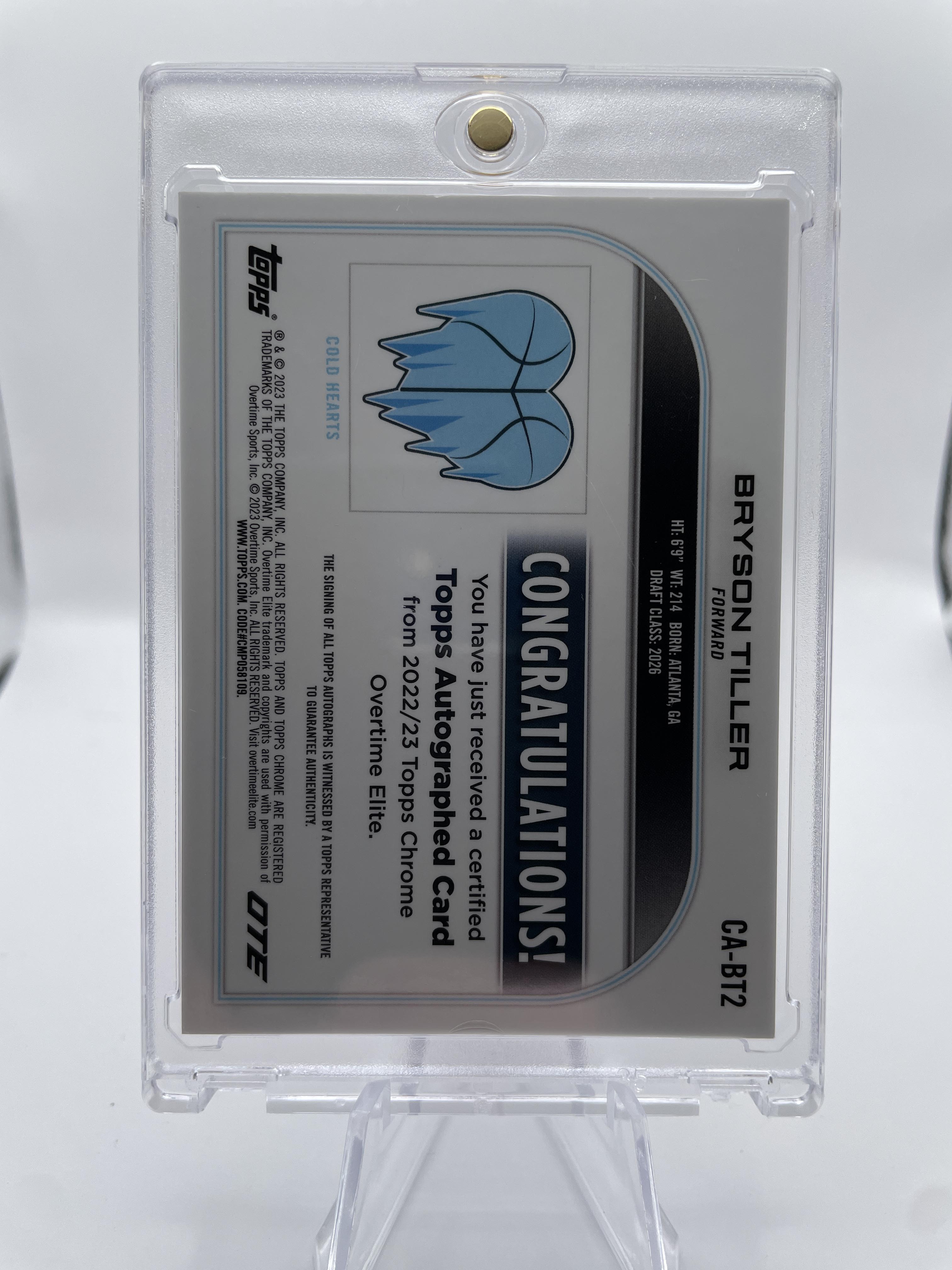 2022-23 Topps Overtime Elite OTE Chrome Bryson Tiller Rookie Refractor Auto #CA-BT2
