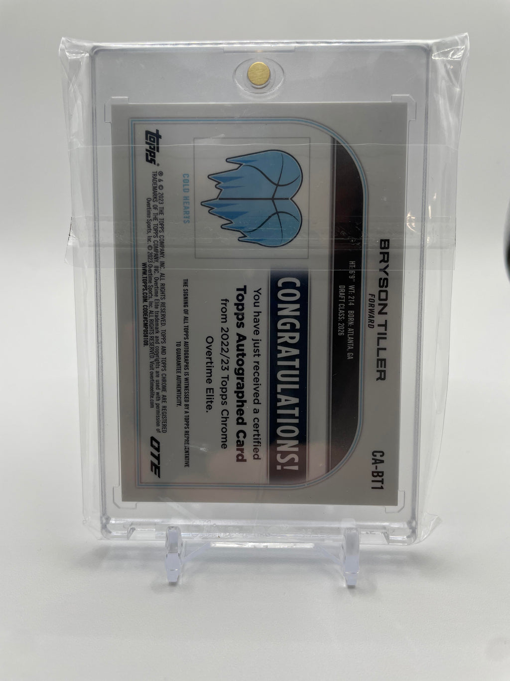 2022-23 Topps Overtime Elite OTE Chrome Bryson Tiller Rookie Refractor Auto #CA-BT3