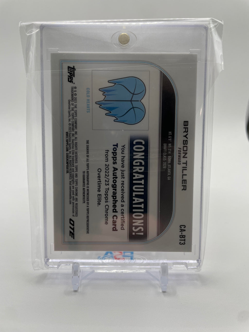 2022-23 Topps Overtime Elite OTE Chrome Bryson Tiller Rookie Refractor Auto #CA-BT3