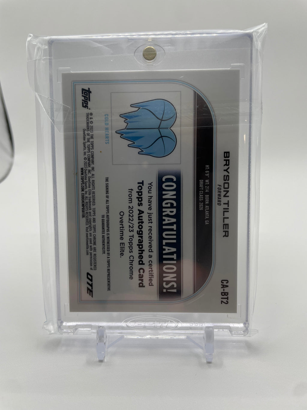 2022-23 Topps Overtime Elite OTE Chrome Bryson Tiller Rookie Refractor Auto #CA-BT3