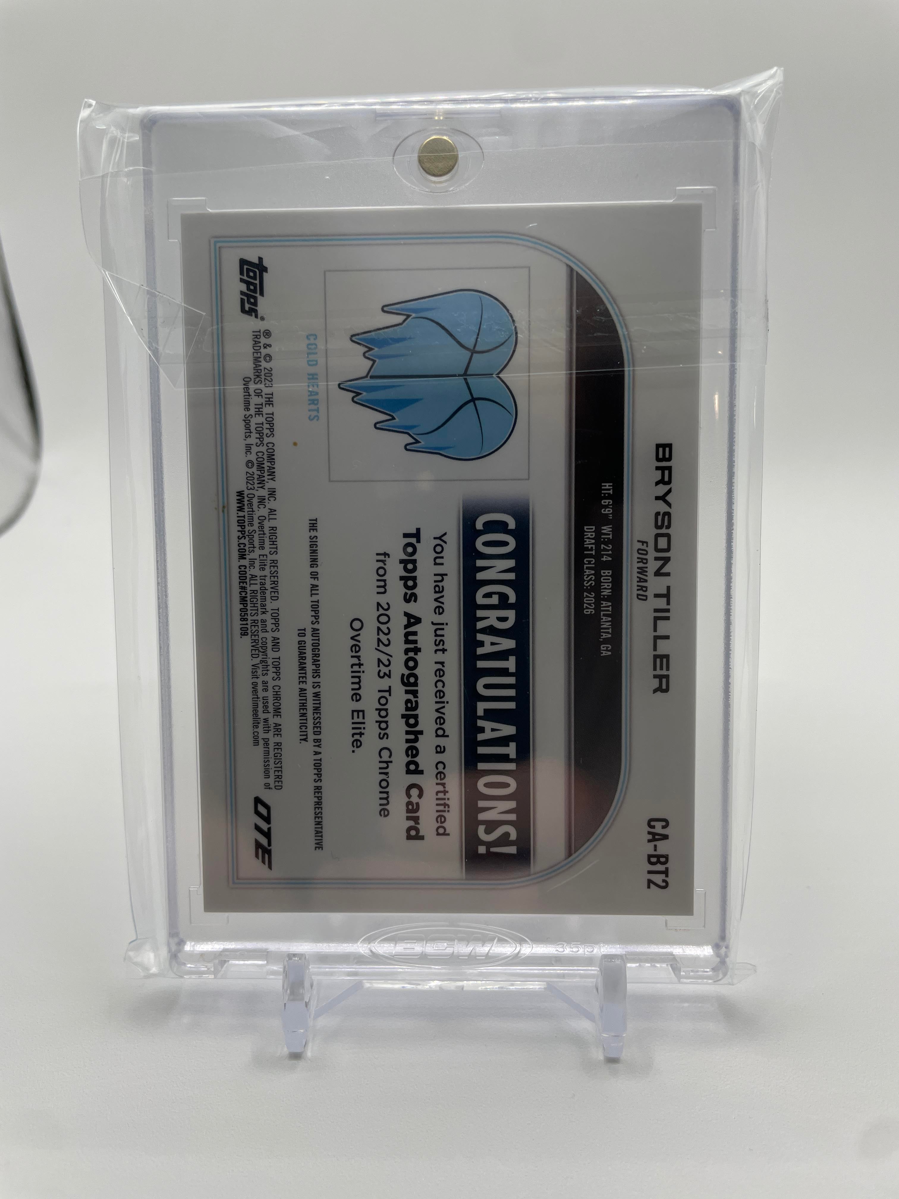 2022-23 Topps Overtime Elite OTE Chrome Bryson Tiller Rookie Refractor Auto #CA-BT3