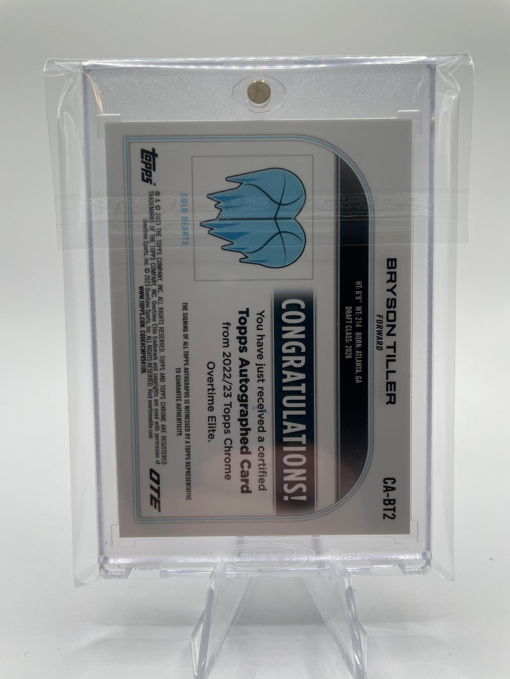 2022-23 Topps Overtime Elite OTE Chrome Bryson Tiller Rookie Refractor Auto #CA-BT1