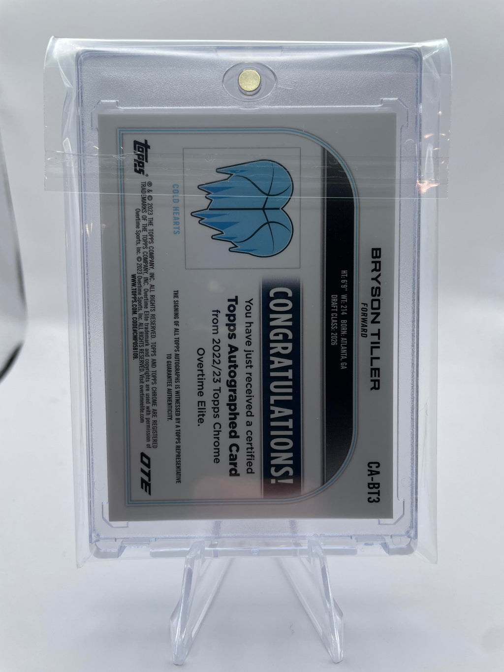 2022-23 Topps Overtime Elite OTE Chrome Bryson Tiller Rookie Refractor Auto #CA-BT2