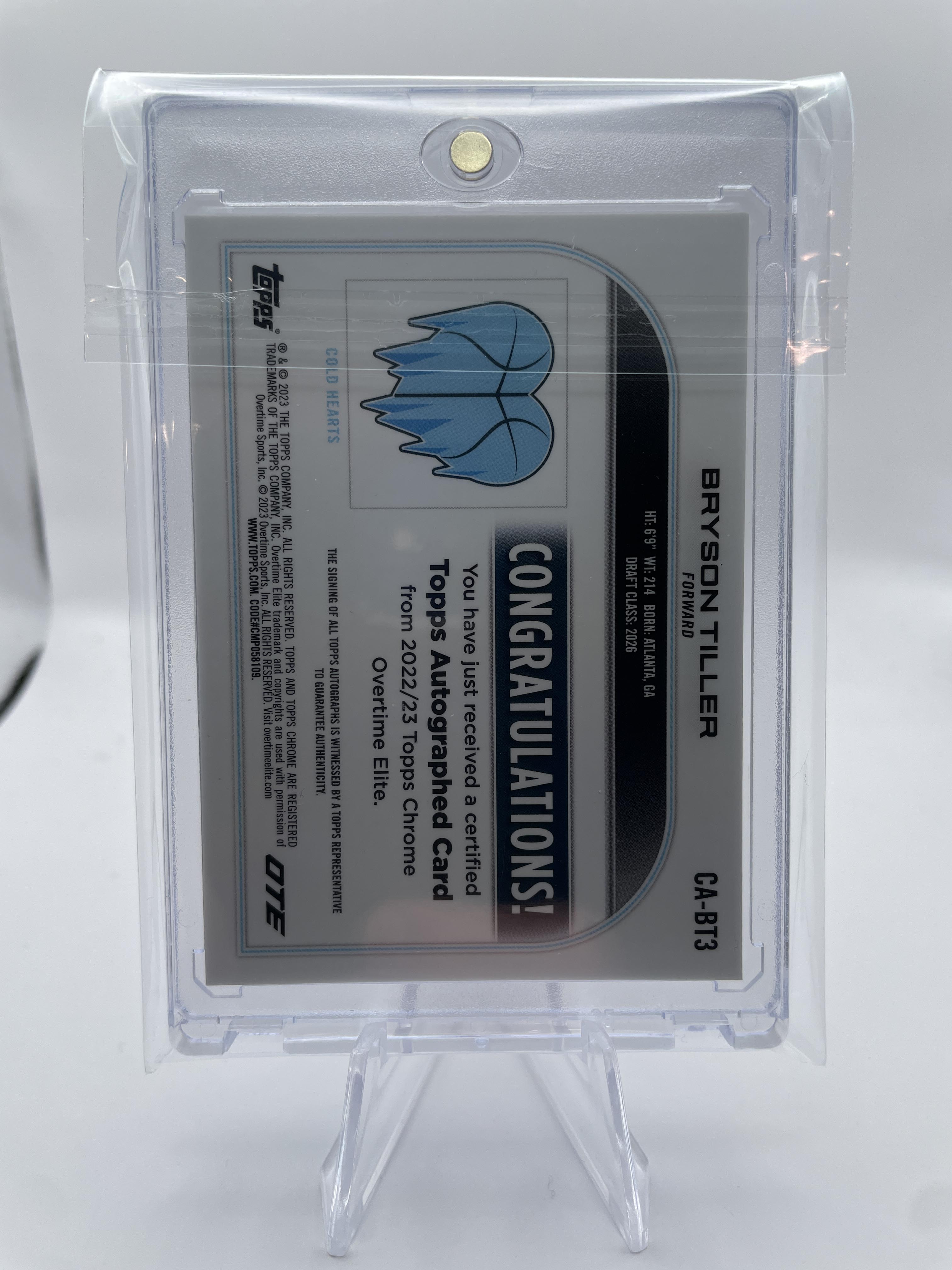2022-23 Topps Overtime Elite OTE Chrome Bryson Tiller Rookie Refractor Auto #CA-BT2