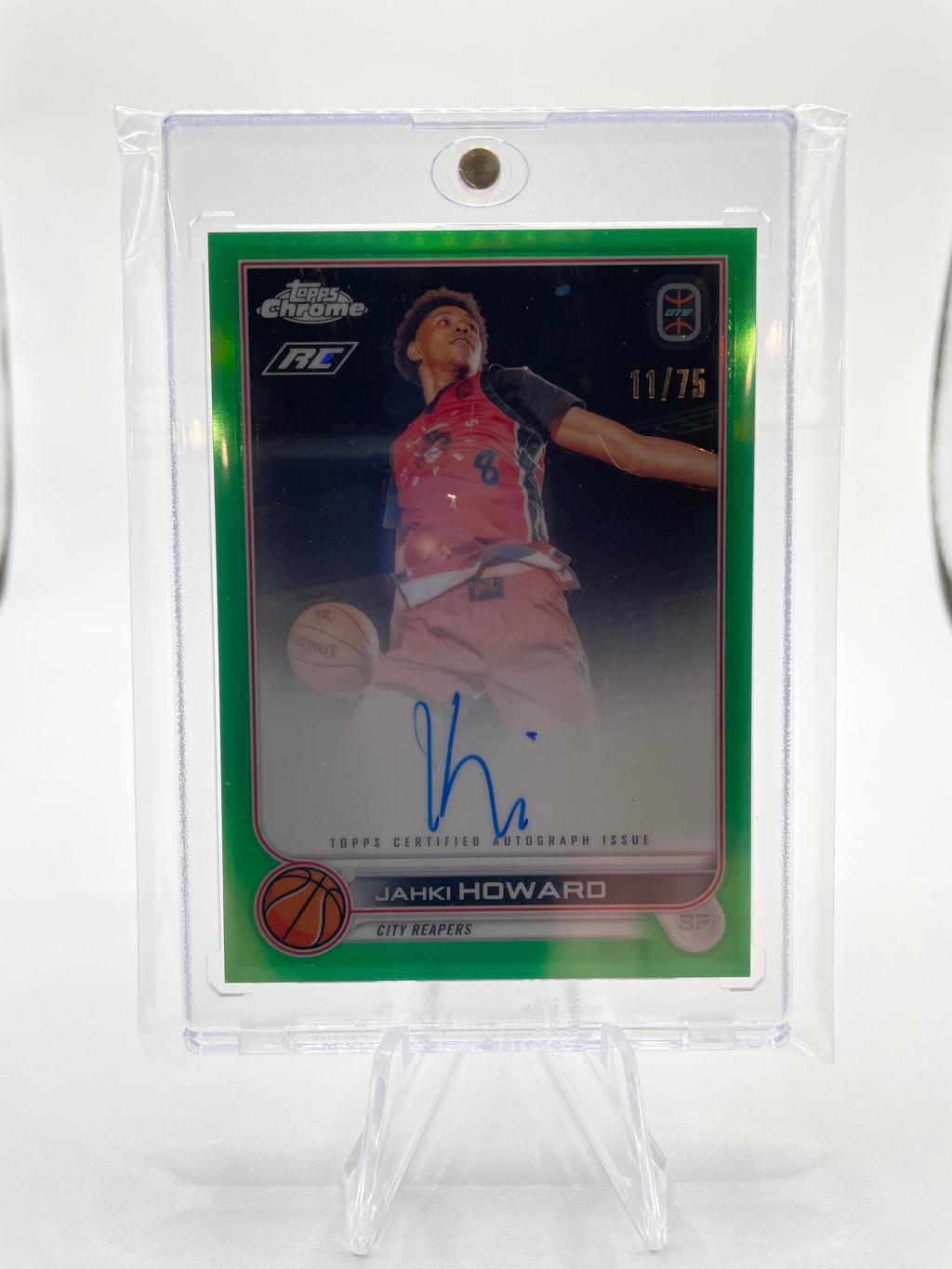 2022-23 Topps Overtime Elite OTE Chrome Jahki Howard Green Rookie Auto /75 #CA-JH1