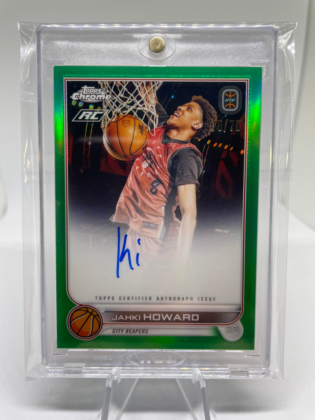 2022-23 Topps Overtime Elite OTE Chrome Jahki Howard Green Rookie Auto /75 #CA-JH2