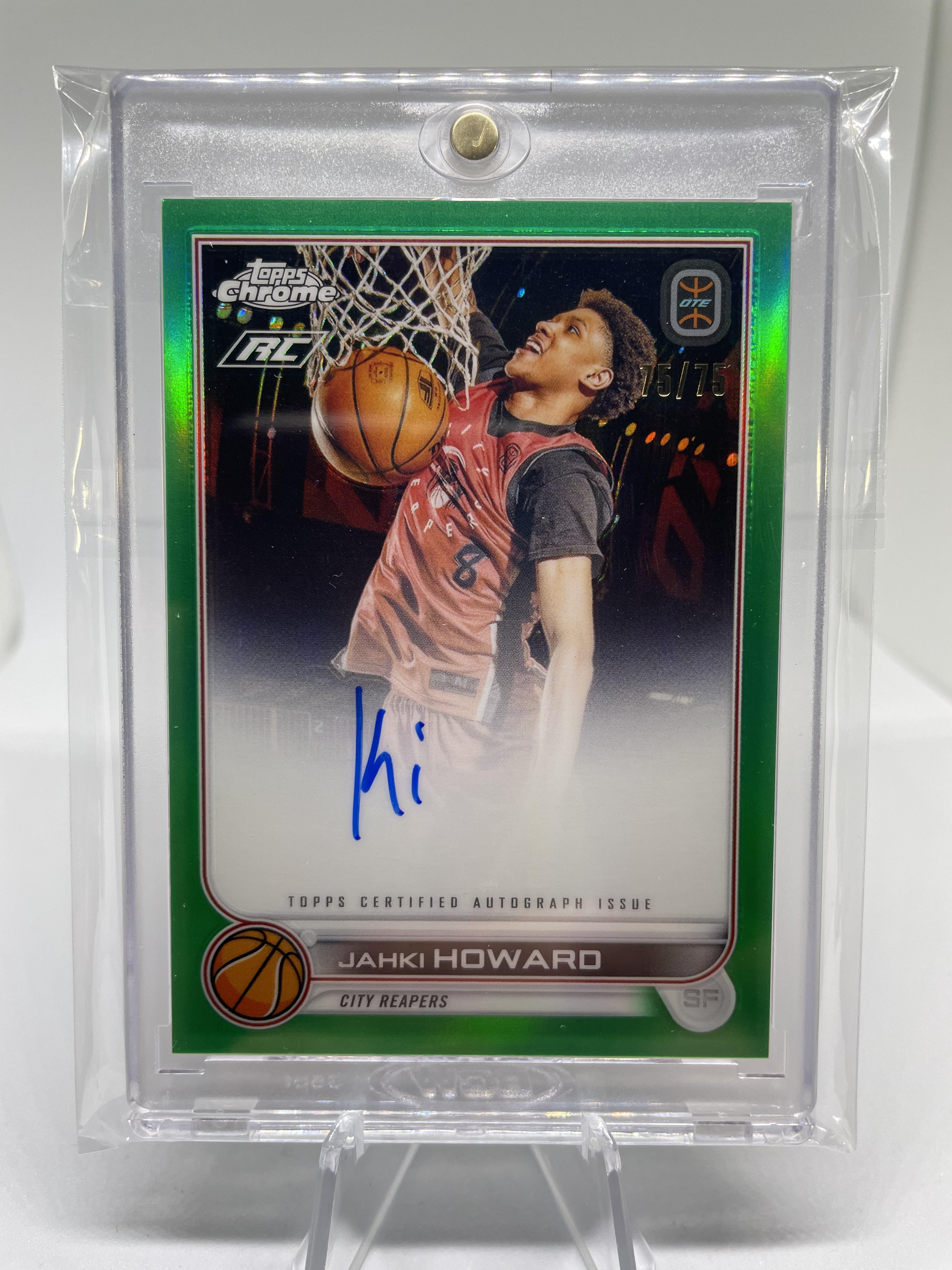 2022-23 Topps Overtime Elite OTE Chrome Jahki Howard Green Rookie Auto /75 #CA-JH2