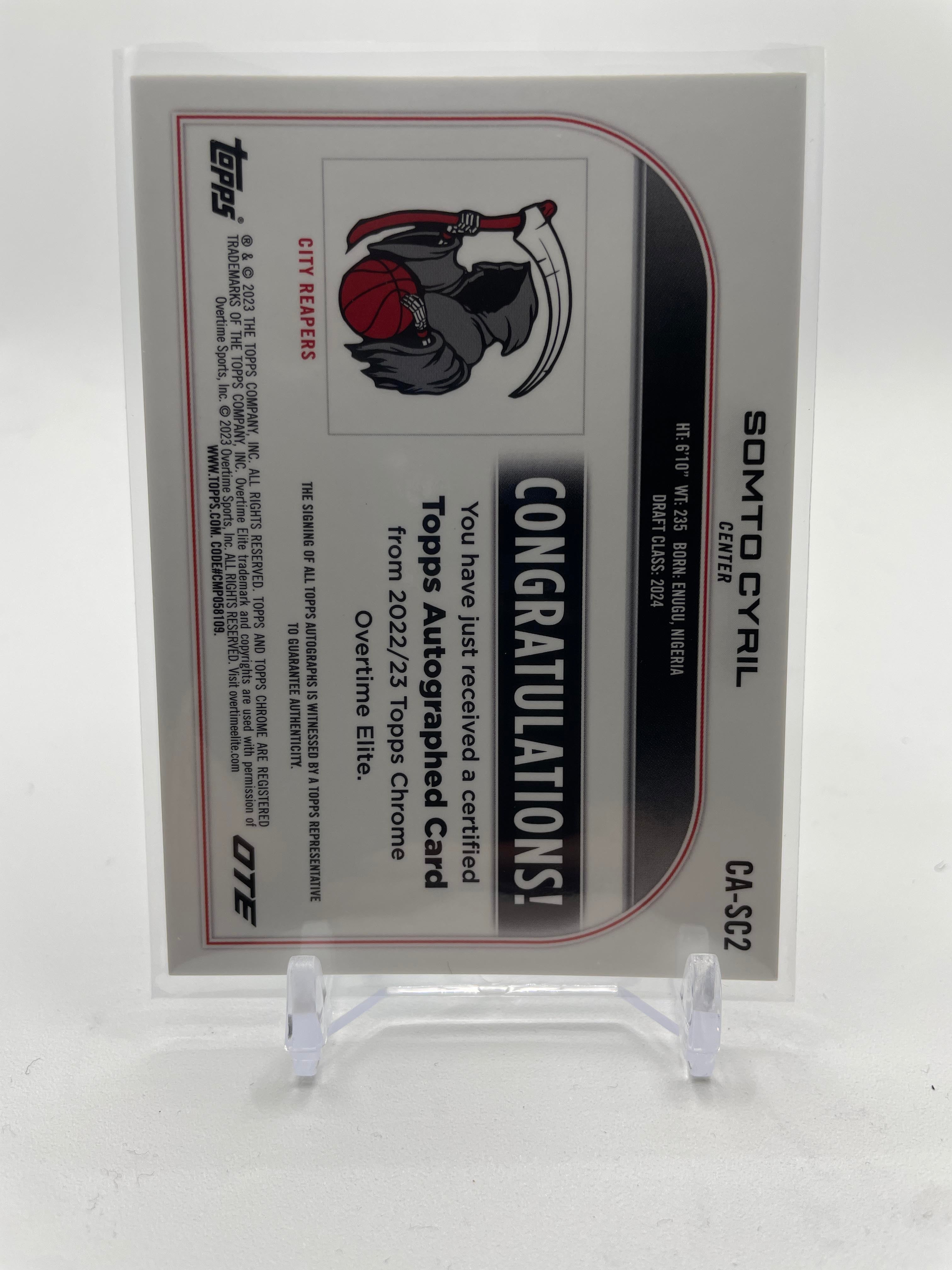 2022-23 Topps Overtime Elite OTE Chrome Somto Cyril Aqua Refractor Auto /99