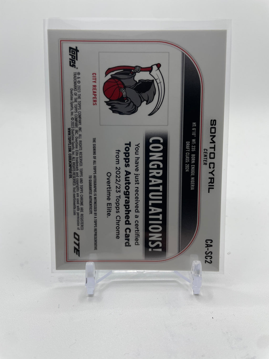 2022-23 Topps Overtime Elite OTE Chrome Somto Cyril Aqua Refractor Auto /99