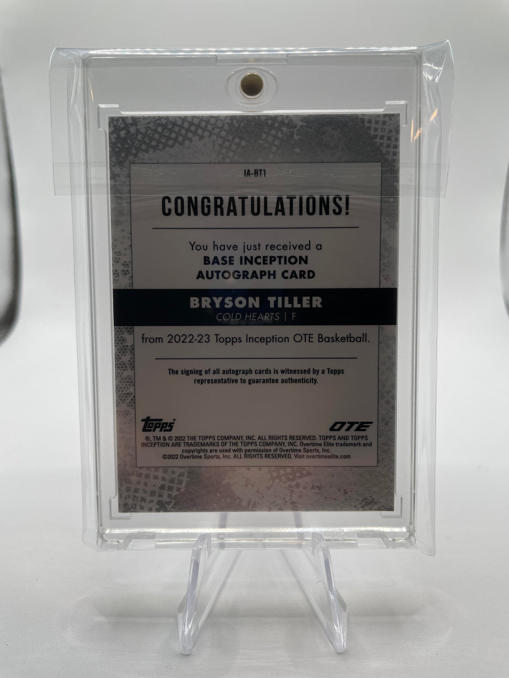 2022-23 Topps Overtime Elite OTE Inception Bryson Tiller Base Rookie Auto /199 #IA-BT3