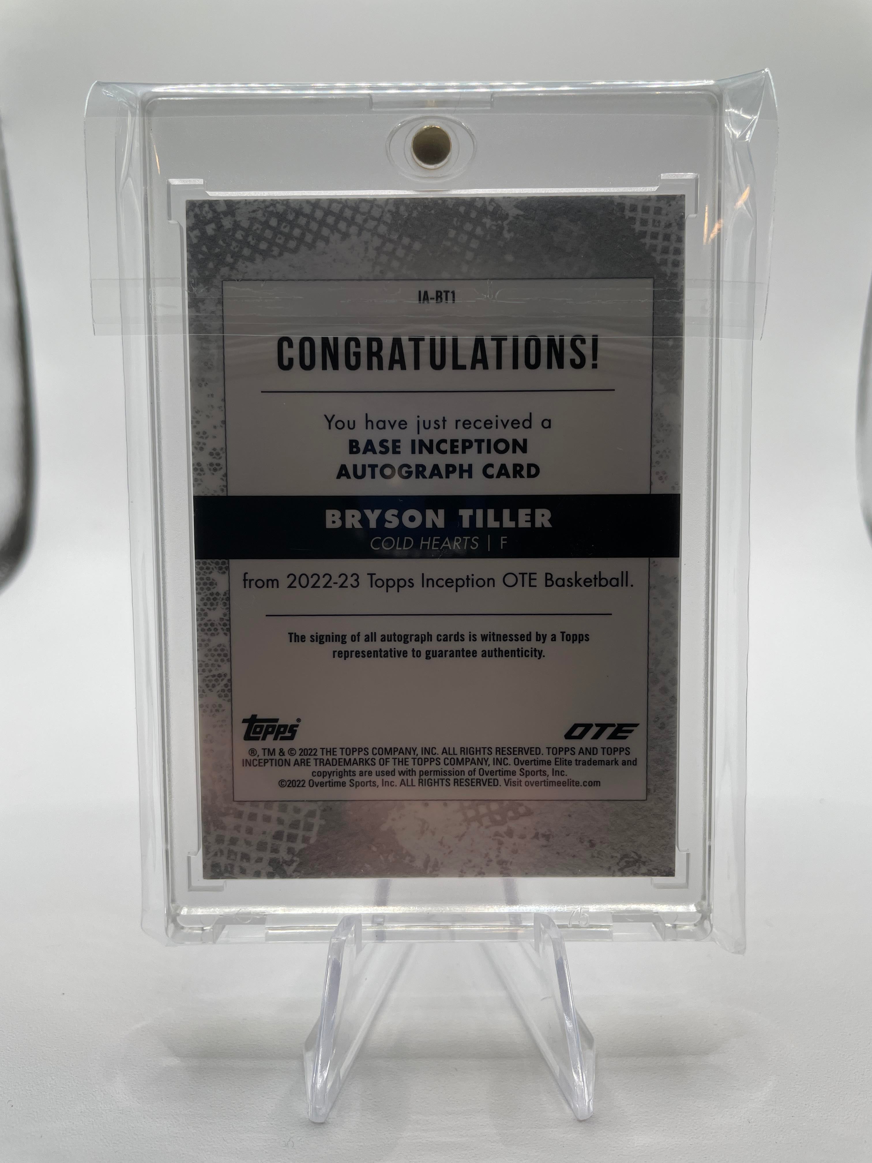 2022-23 Topps Overtime Elite OTE Inception Bryson Tiller Base Rookie Auto /199 #IA-BT3