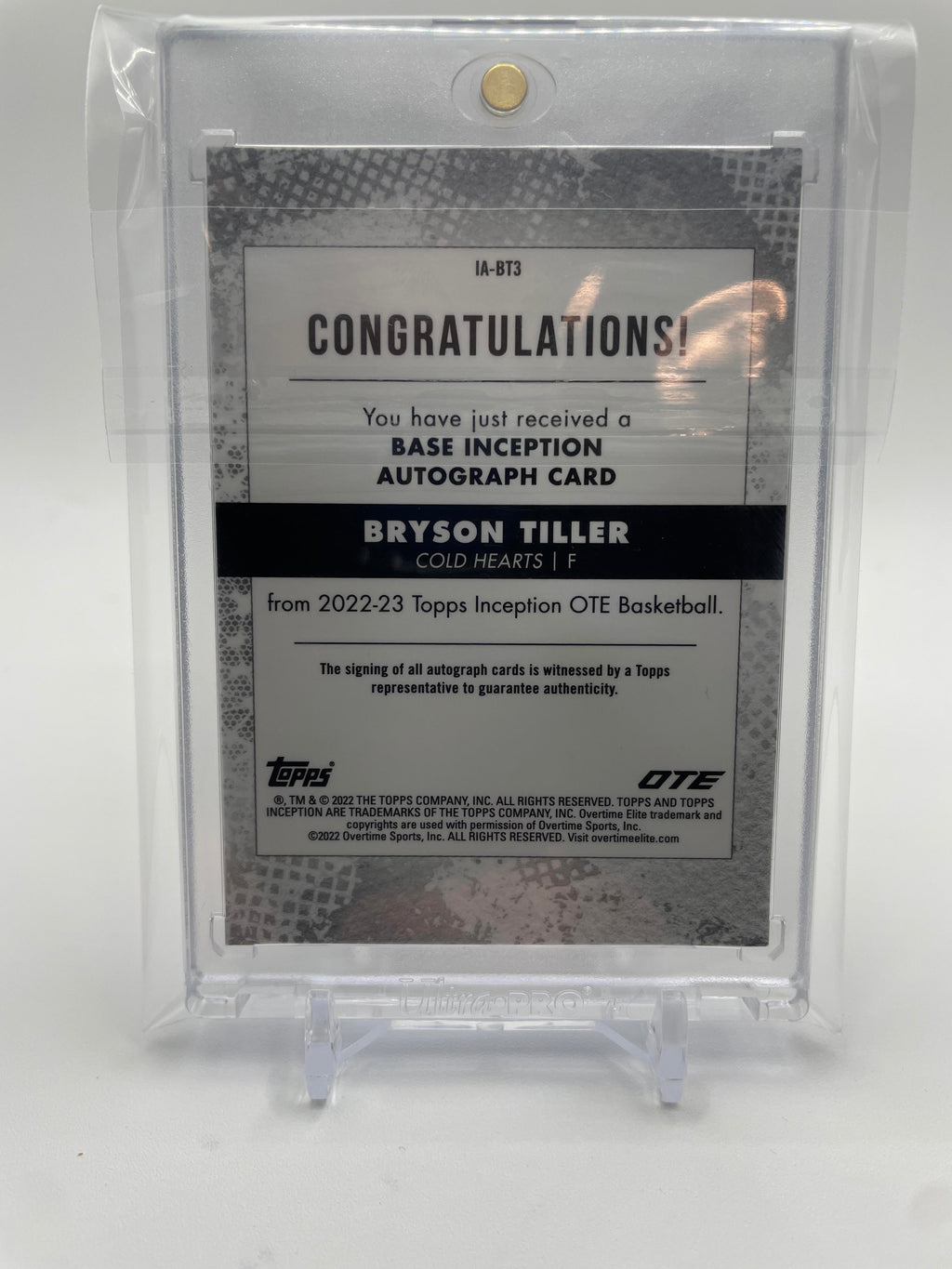 2022-23 Topps Overtime Elite OTE Inception Bryson Tiller Base Rookie Auto /199 #IA-BT4