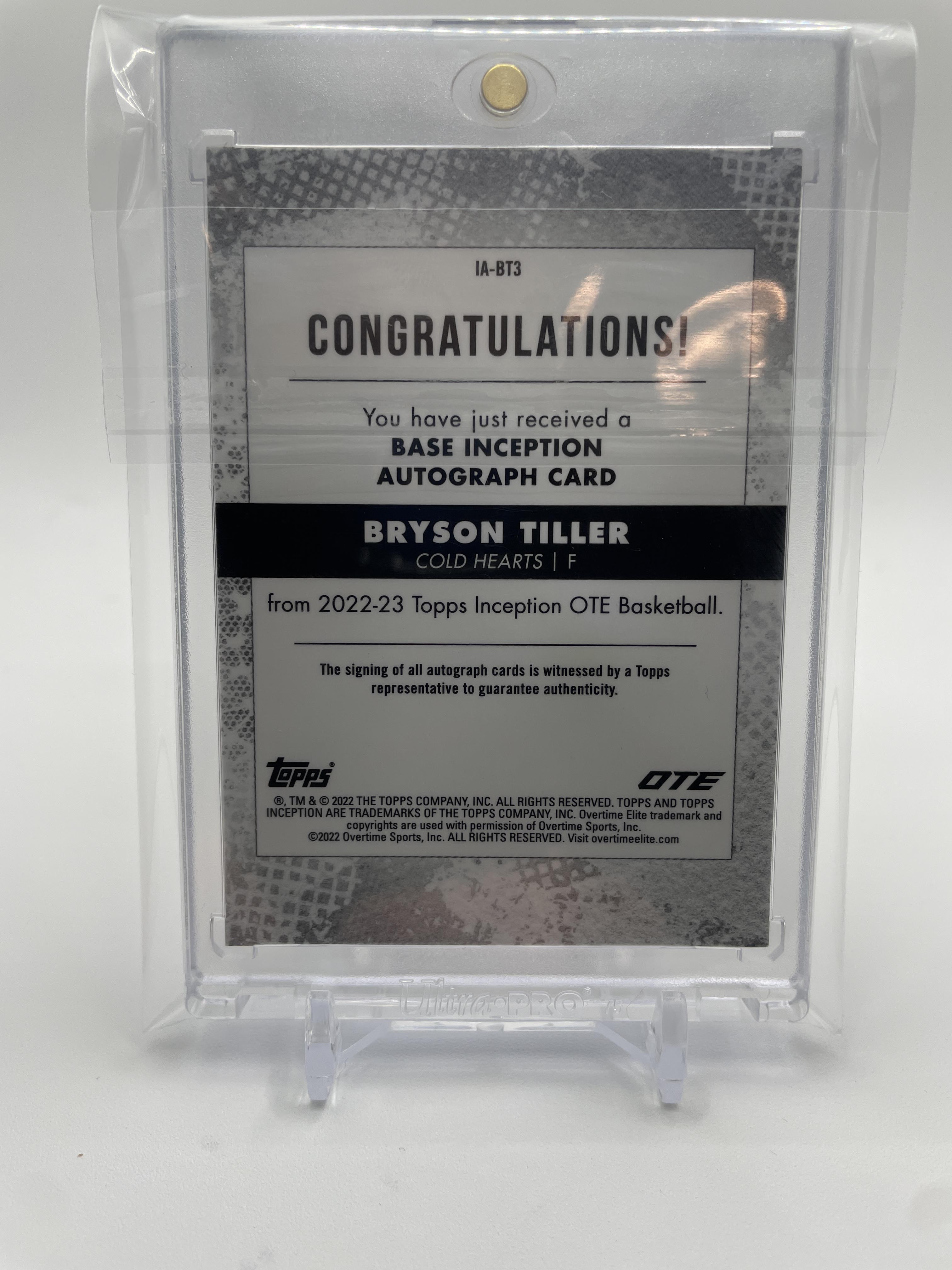 2022-23 Topps Overtime Elite OTE Inception Bryson Tiller Base Rookie Auto /199 #IA-BT4