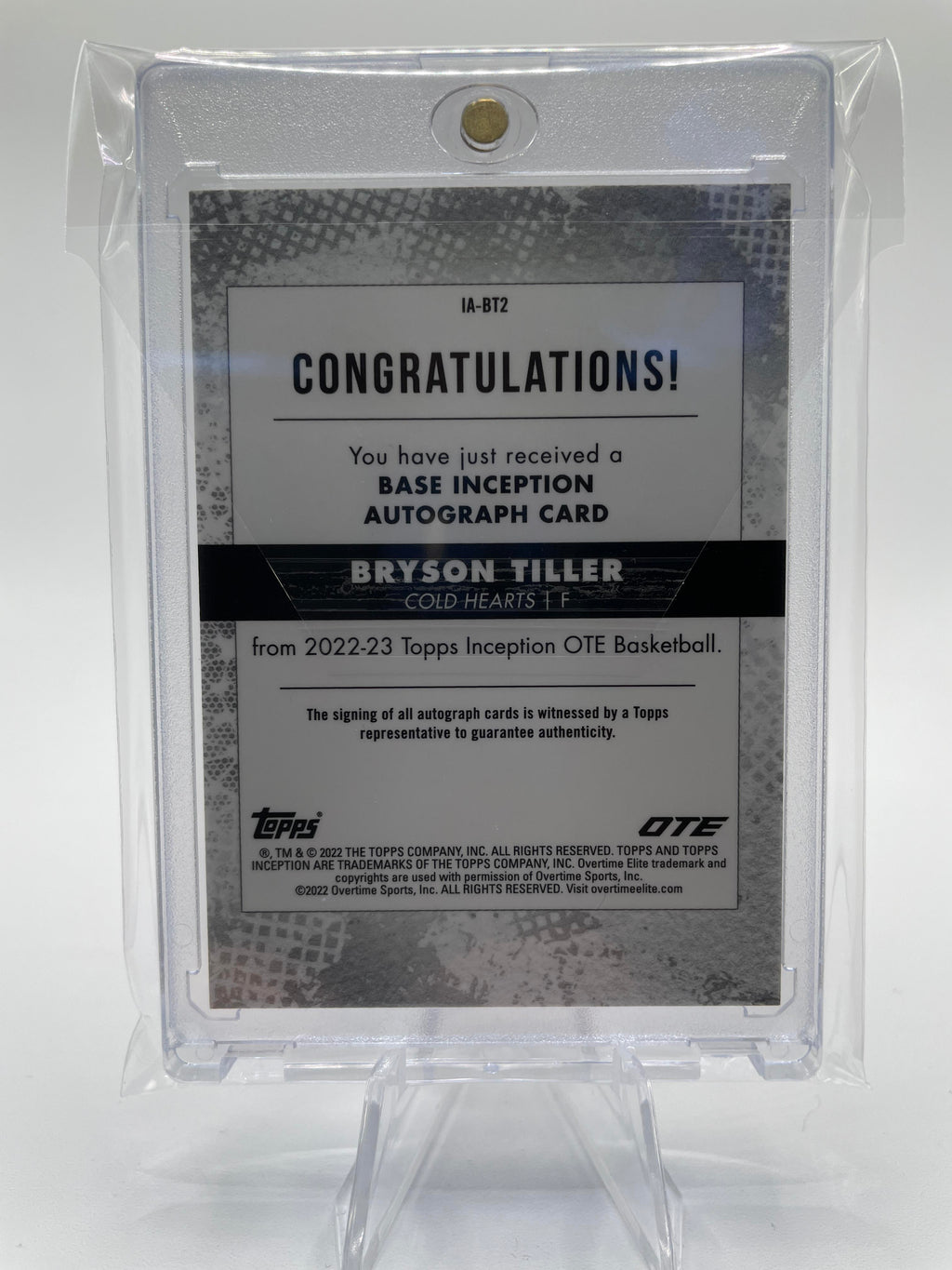 2022-23 Topps Overtime Elite OTE Inception Bryson Tiller Base Rookie Auto /199 #IA-BT1