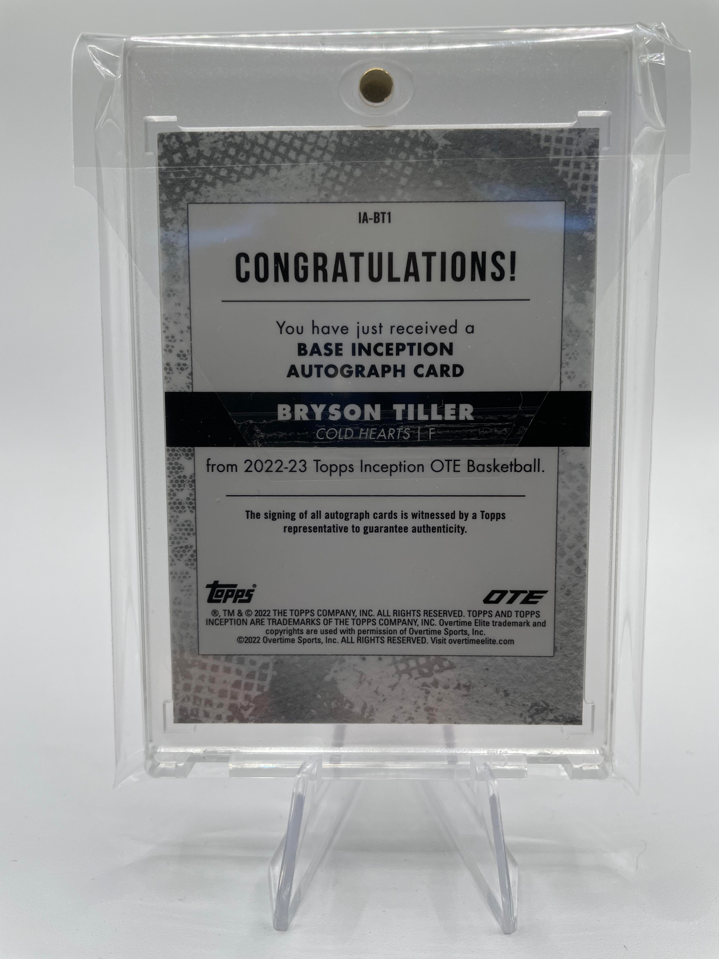 2022-23 Topps Overtime Elite OTE Inception Bryson Tiller Base Rookie Auto /199 #IA-BT2