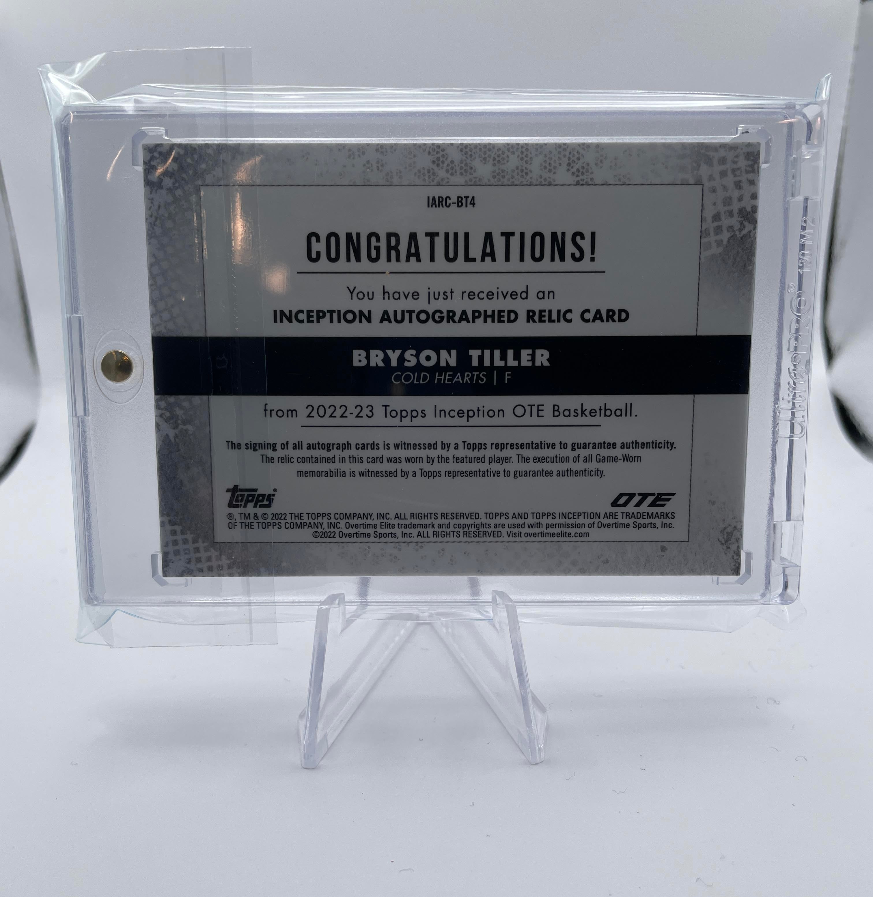 2022-23 Topps Overtime Elite OTE Inception Bryson Tiller Rookie Patch Auto /149 #IARC-BT3