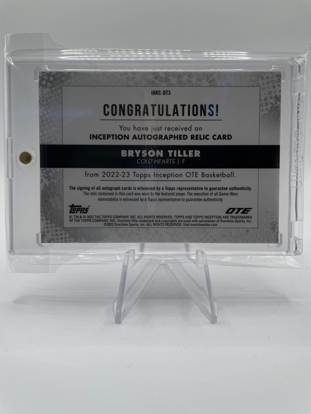 2022-23 Topps Overtime Elite OTE Inception Bryson Tiller Rookie Patch Auto /149 #IARC-BT1