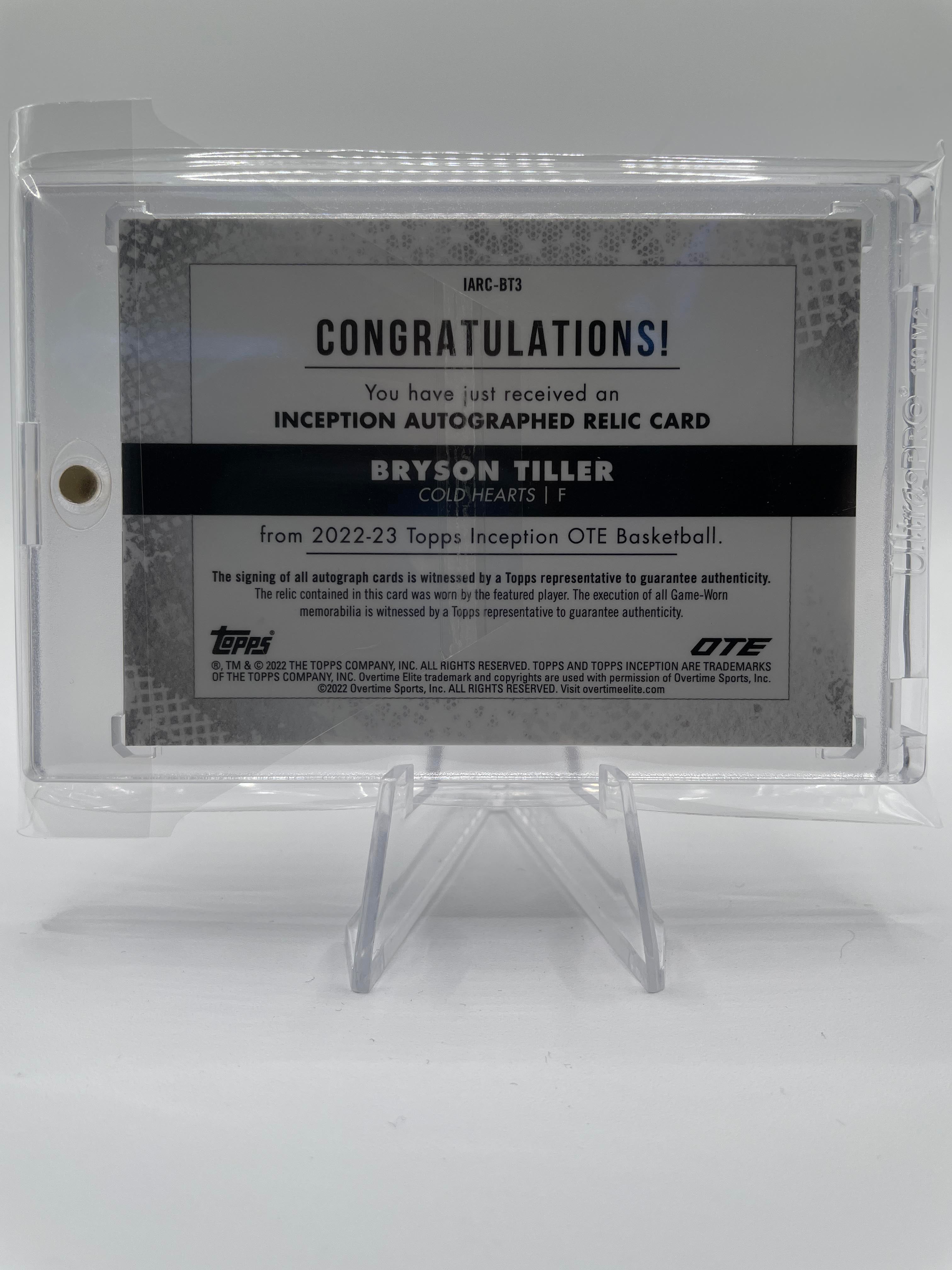 2022-23 Topps Overtime Elite OTE Inception Bryson Tiller Rookie Patch Auto /149 #IARC-BT1