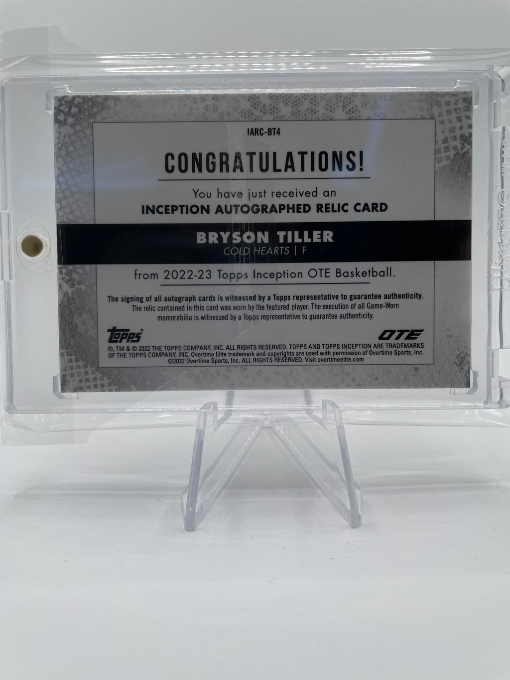 2022-23 Topps Overtime Elite OTE Inception Bryson Tiller Rookie Patch Auto /149 #IARC-BT1