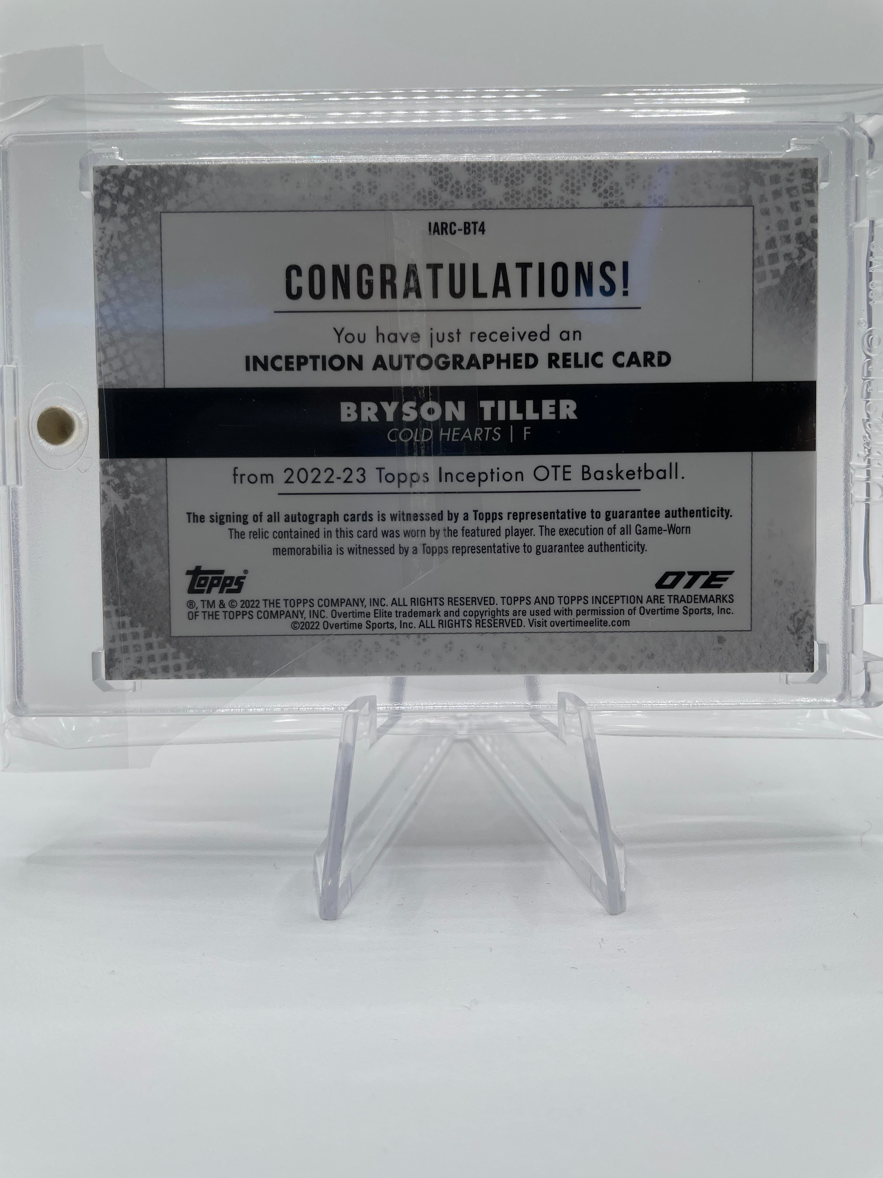 2022-23 Topps Overtime Elite OTE Inception Bryson Tiller Rookie Patch Auto /149 #IARC-BT1