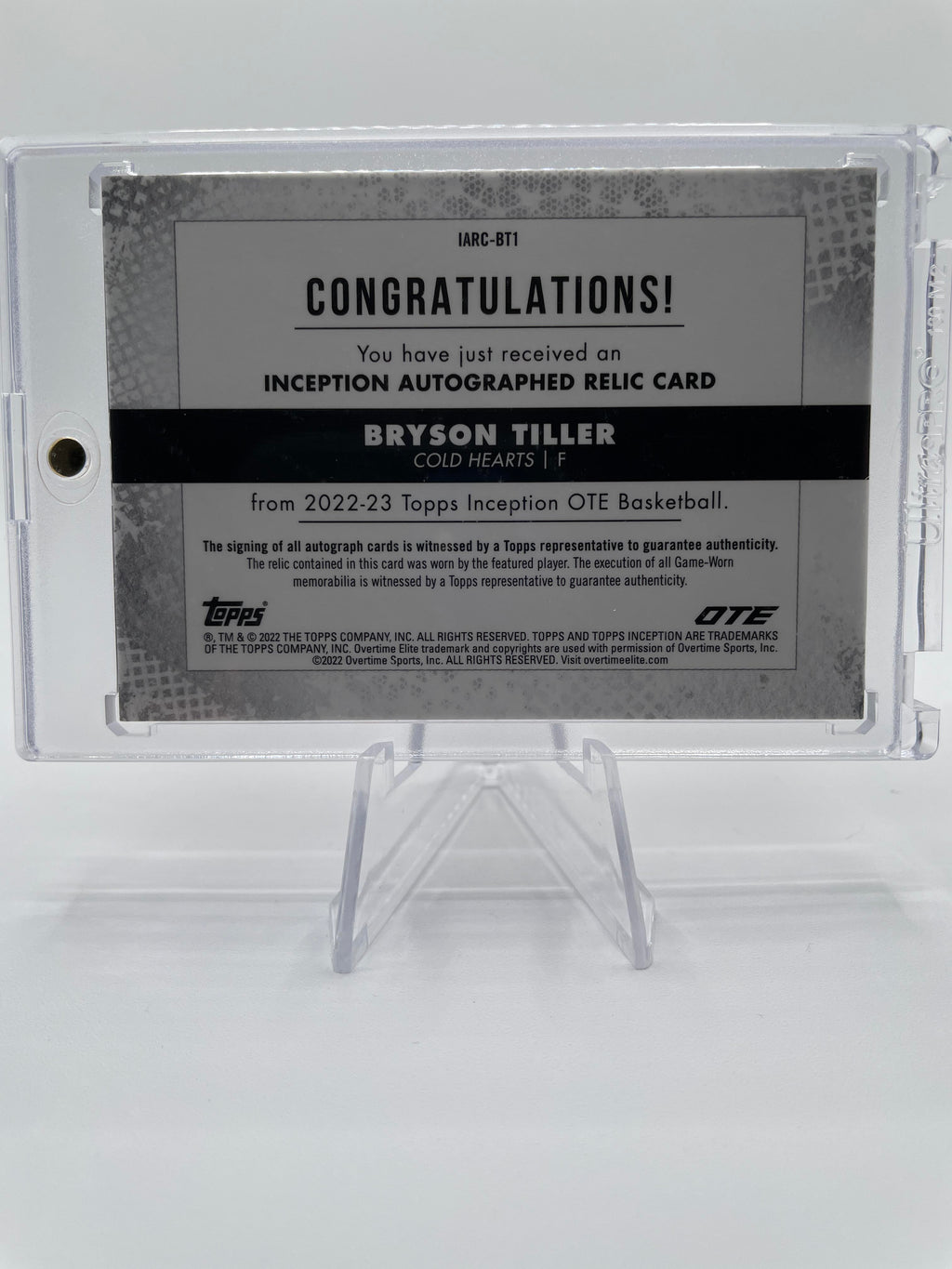 2022-23 Topps Overtime Elite OTE Inception Bryson Tiller Rookie Patch Auto /149 #IARC-BT2