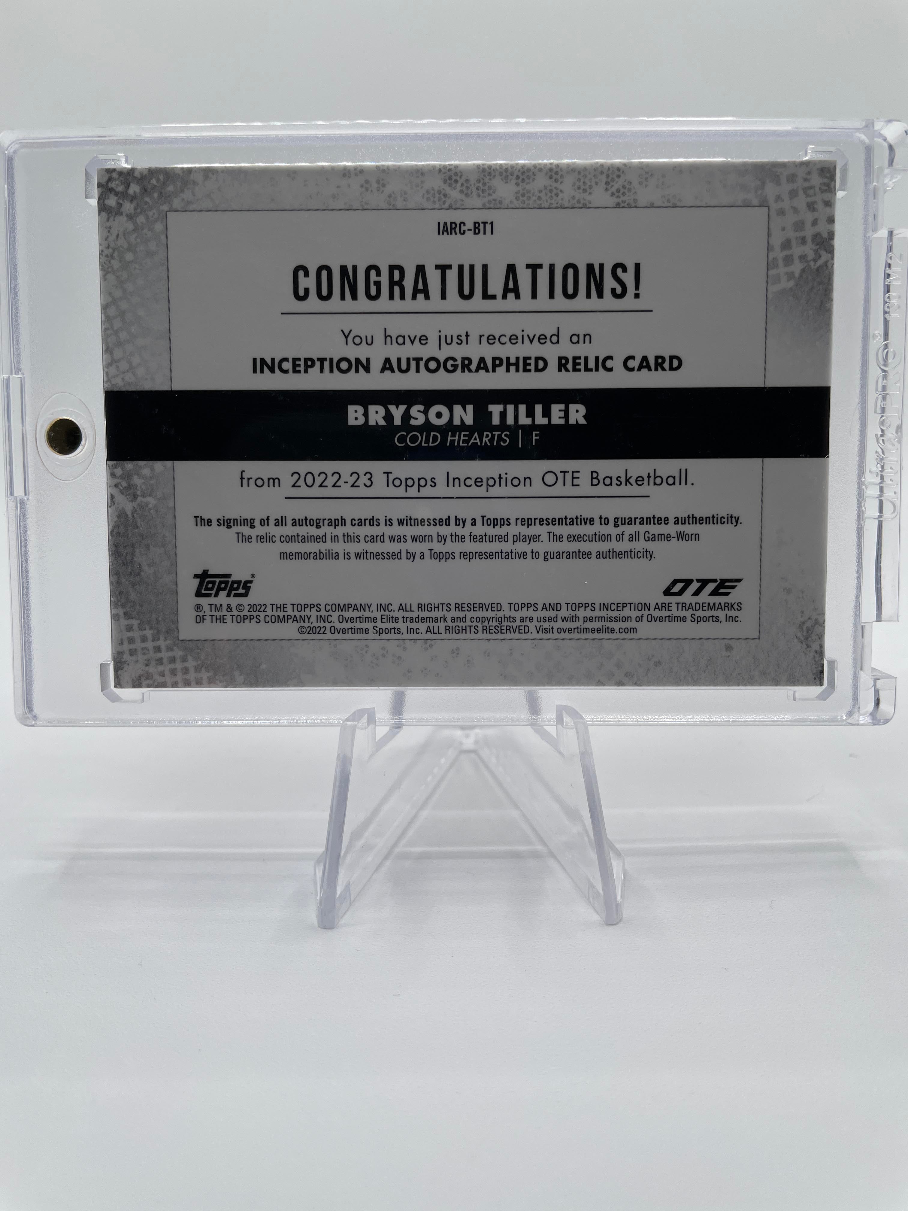 2022-23 Topps Overtime Elite OTE Inception Bryson Tiller Rookie Patch Auto /149 #IARC-BT2