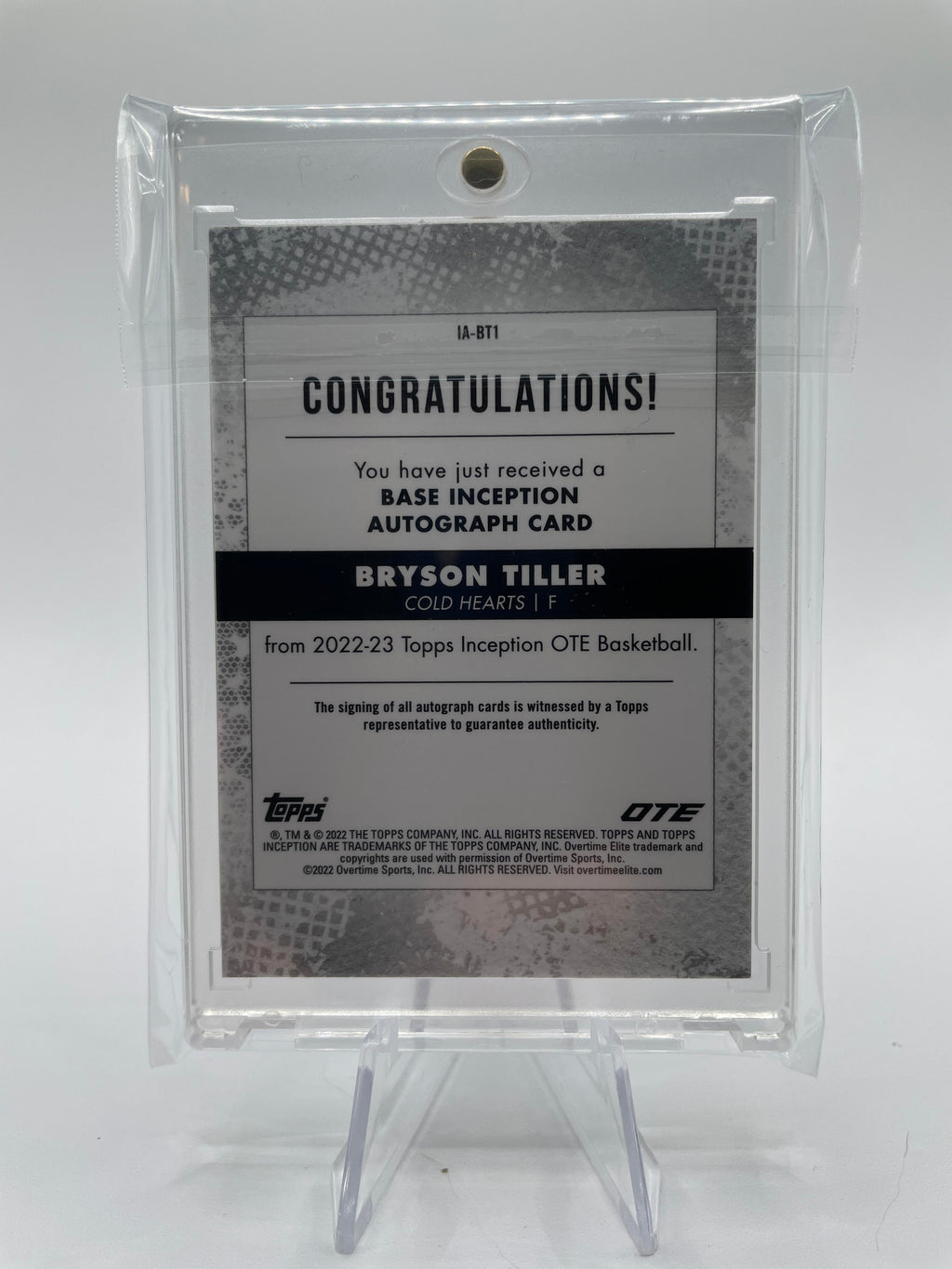 2022-23 Topps Overtime Elite OTE Inception Bryson Tiller Teal Rookie Auto /10