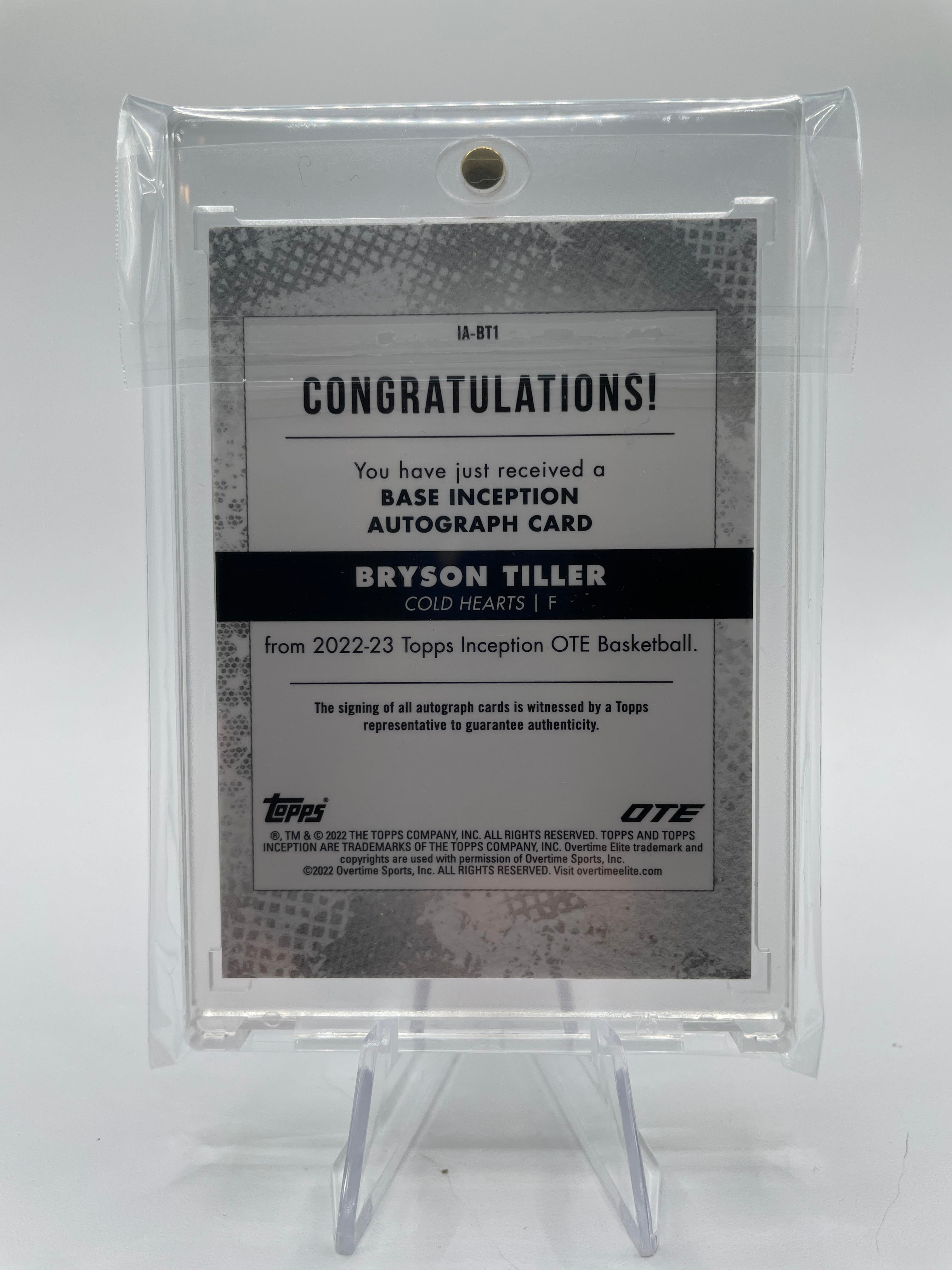 2022-23 Topps Overtime Elite OTE Inception Bryson Tiller Teal Rookie Auto /10