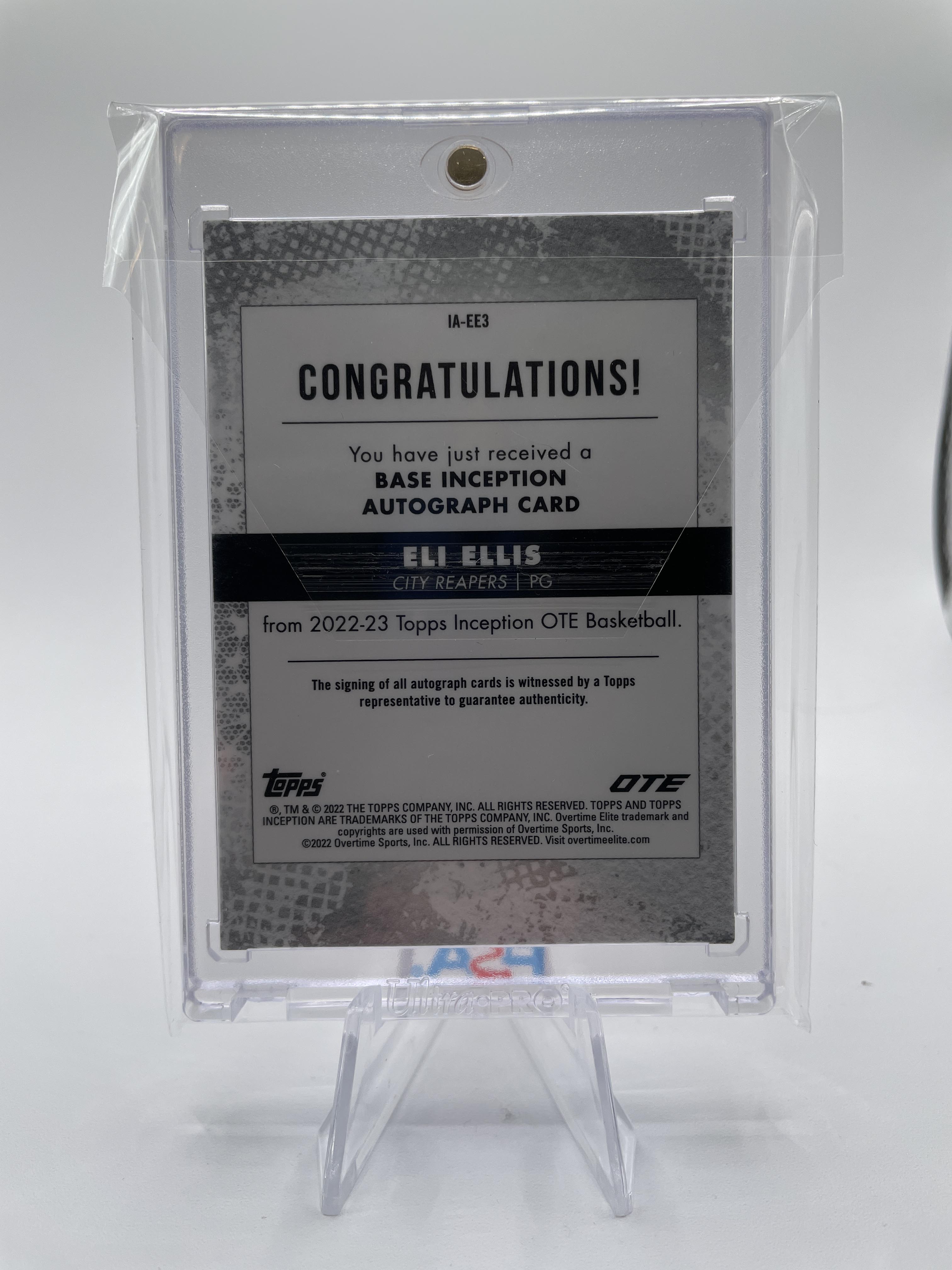 2022-23 Topps Overtime Elite OTE Inception Eli Ellis Base Rookie Auto /199