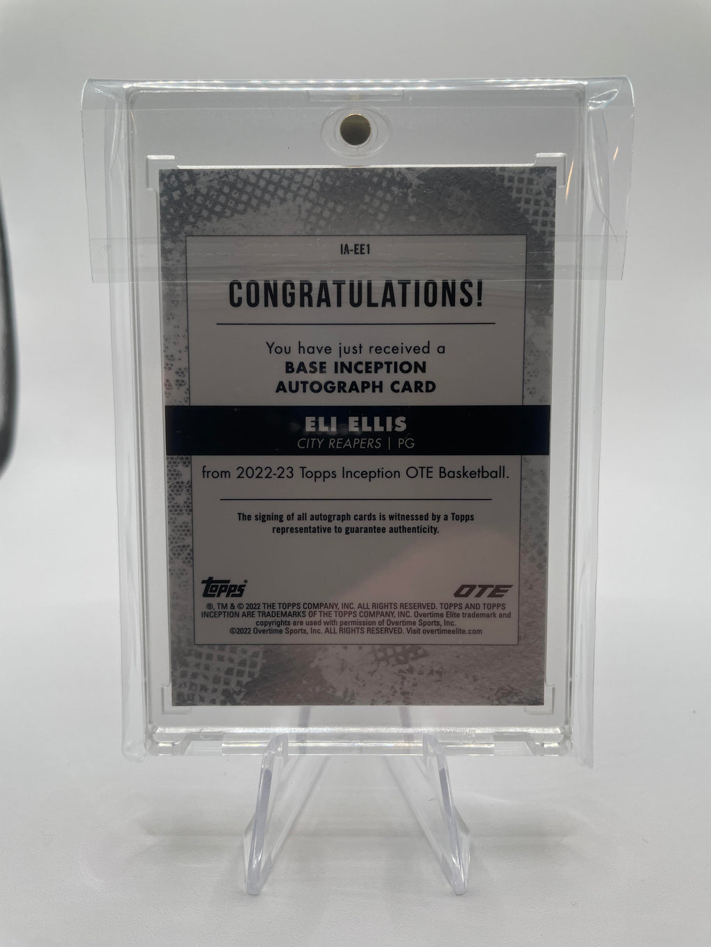 2022-23 Topps Overtime Elite OTE Inception Eli Ellis Base Rookie Auto /199
