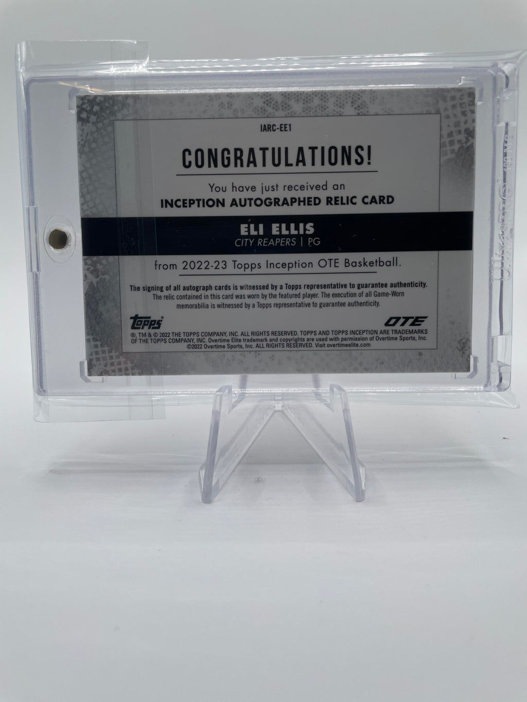 2022-23 Topps Overtime Elite OTE Inception Eli Ellis Rookie Patch Auto /149