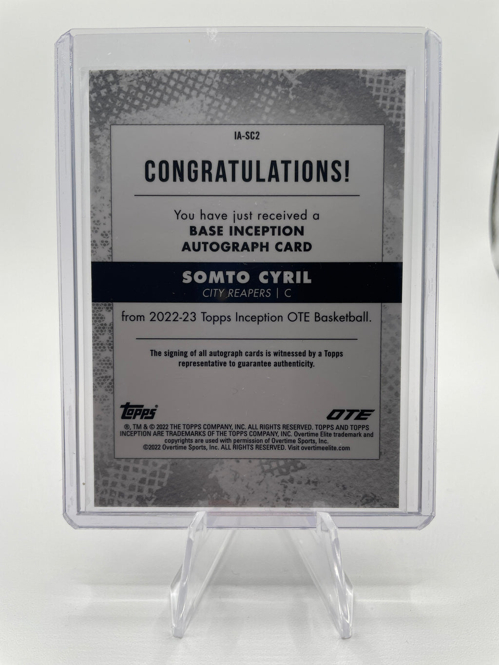 2022-23 Topps Overtime Elite OTE Inception Somto Cyril Rookie Auto /199