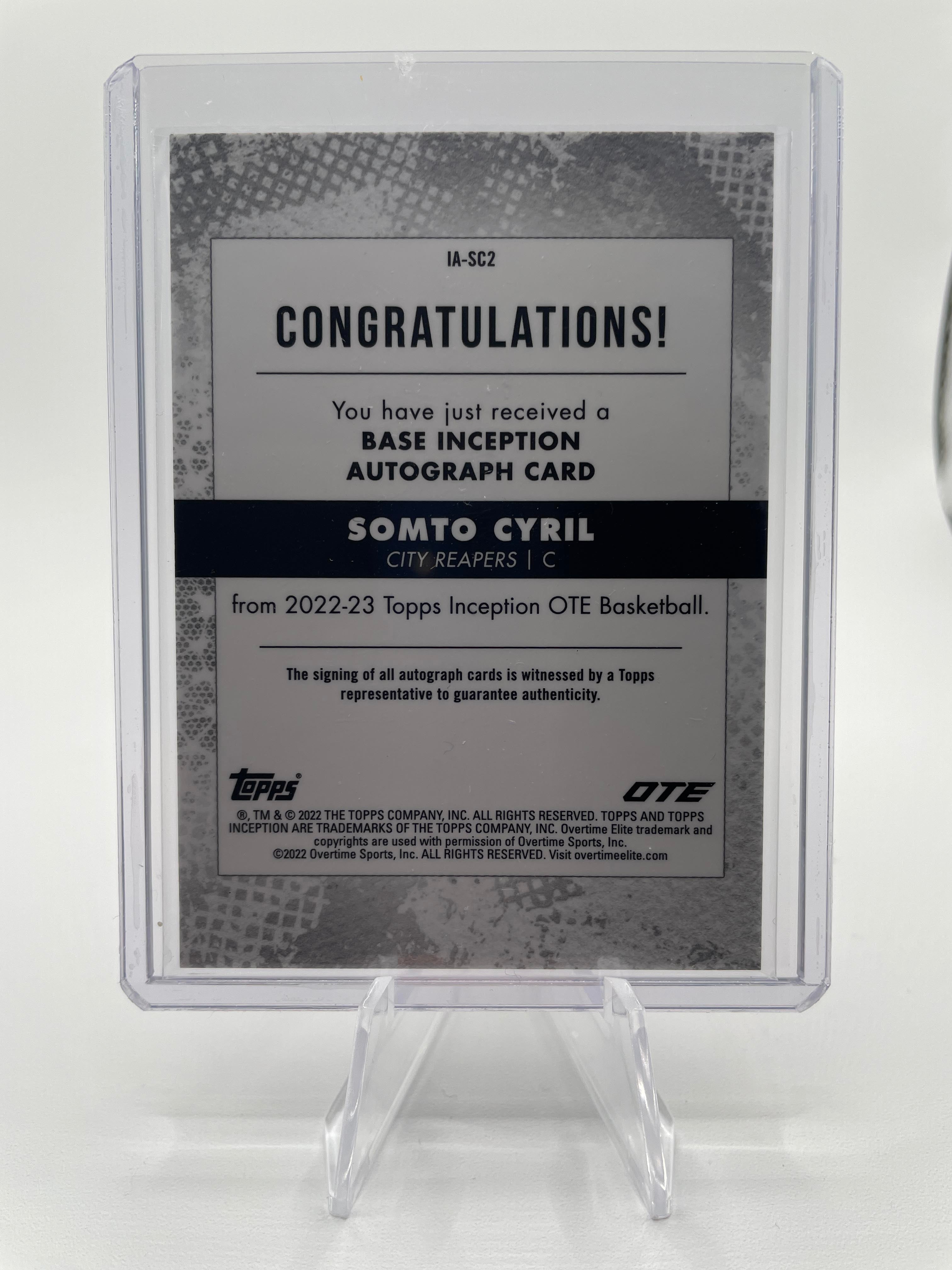 2022-23 Topps Overtime Elite OTE Inception Somto Cyril Rookie Auto /199
