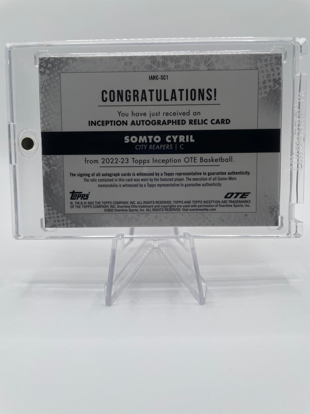 2022-23 Topps Overtime Elite OTE Inception Somto Cyril Rookie Patch Auto /149