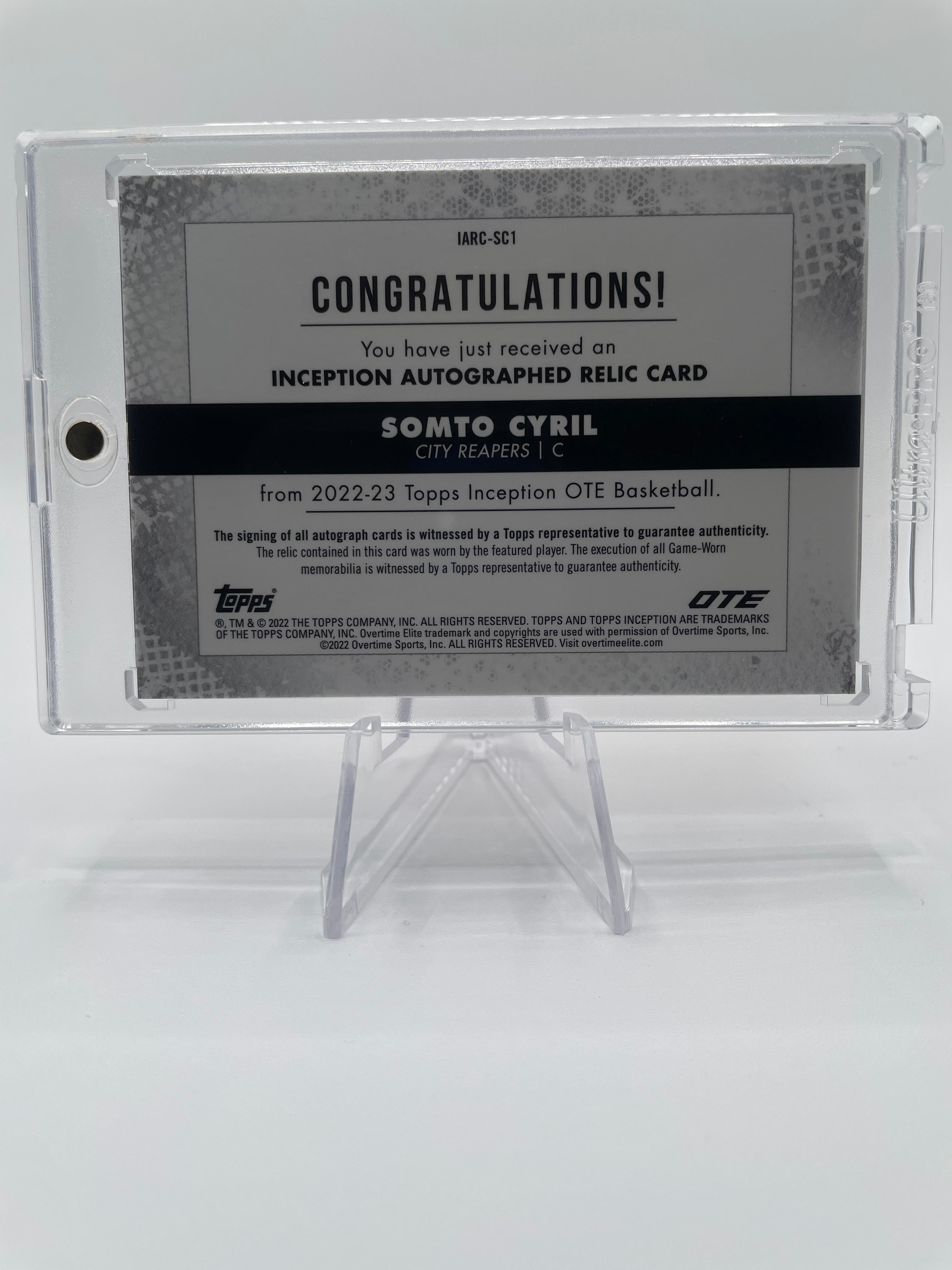 2022-23 Topps Overtime Elite OTE Inception Somto Cyril Rookie Patch Auto /149