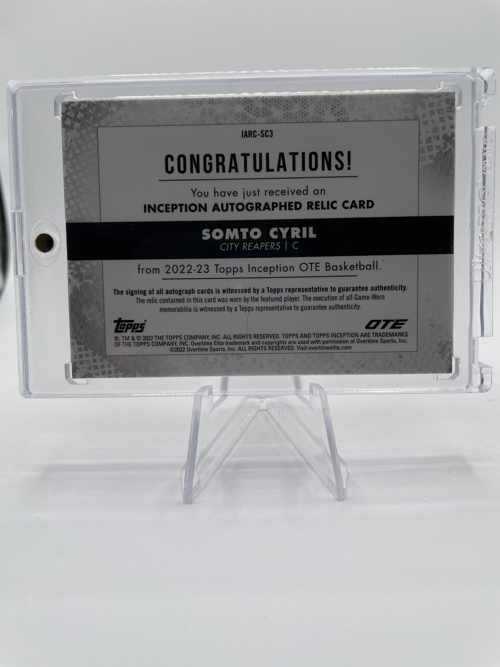 2022-23 Topps Overtime Elite OTE Inception Somto Cyril Rookie Patch Auto /149
