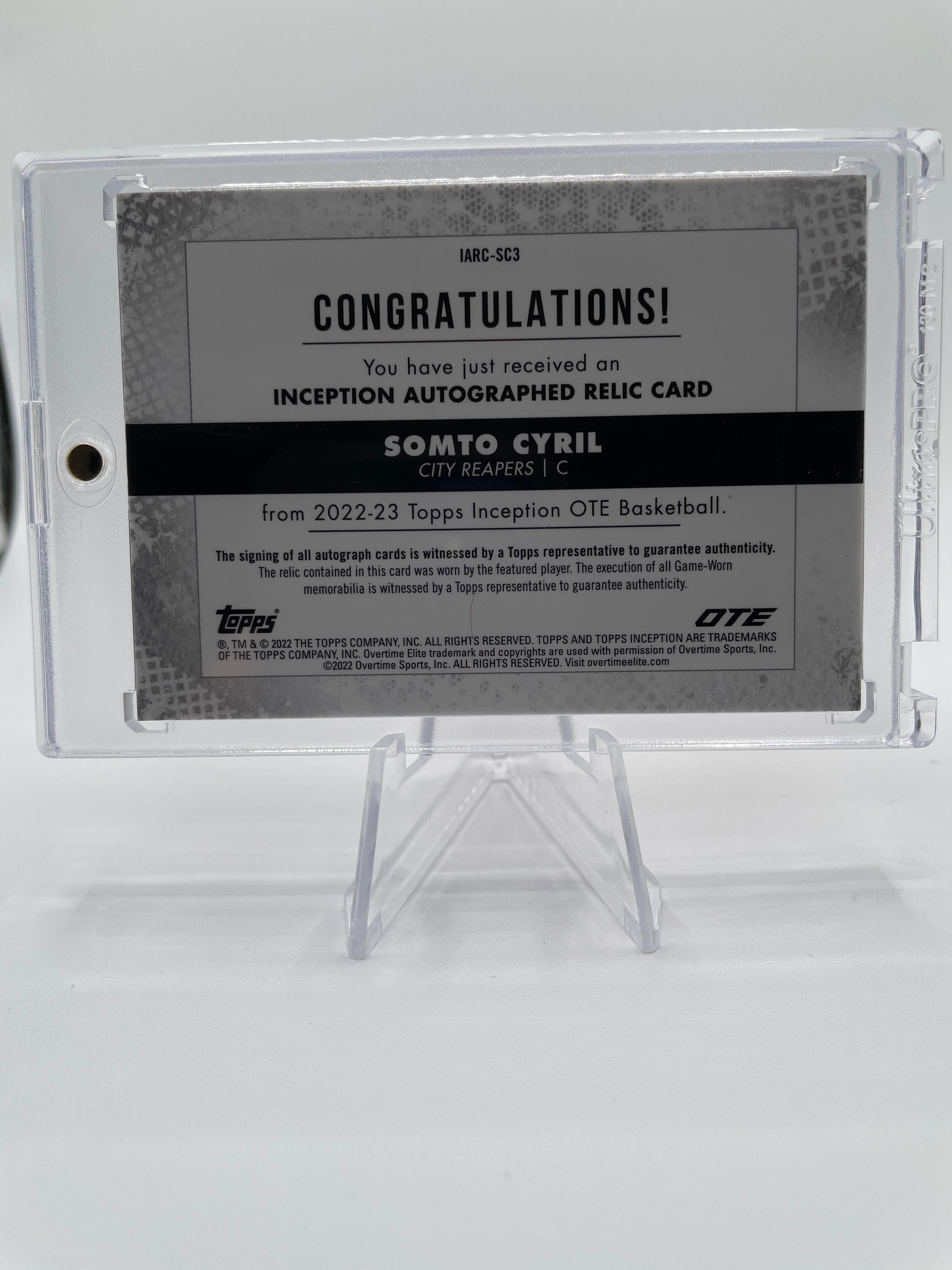 2022-23 Topps Overtime Elite OTE Inception Somto Cyril Rookie Patch Auto /149