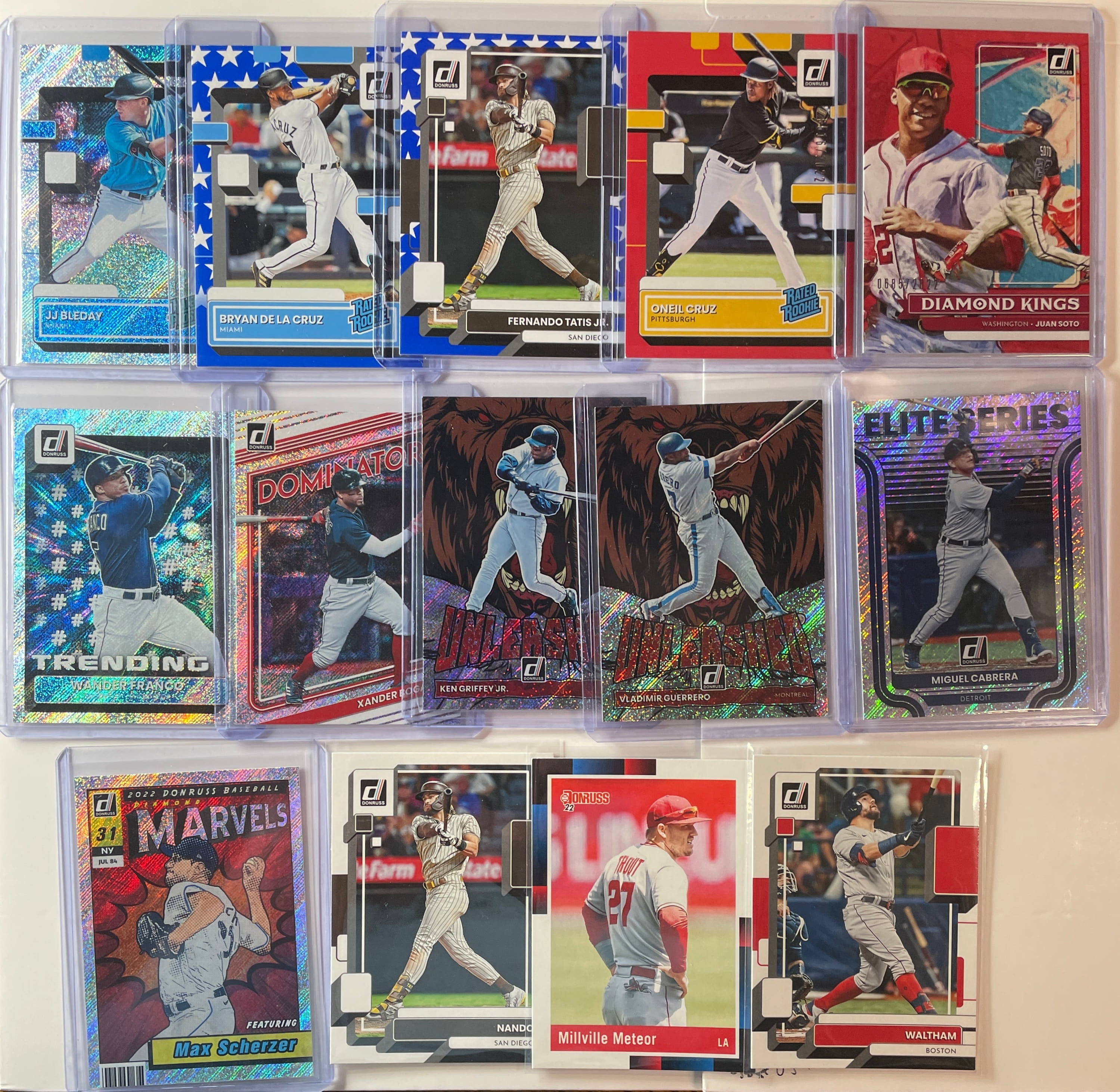 2022 Donruss Fernando Tatis + Ken Griffey Jr. + Mike Trout Rapture SP Set (x14)