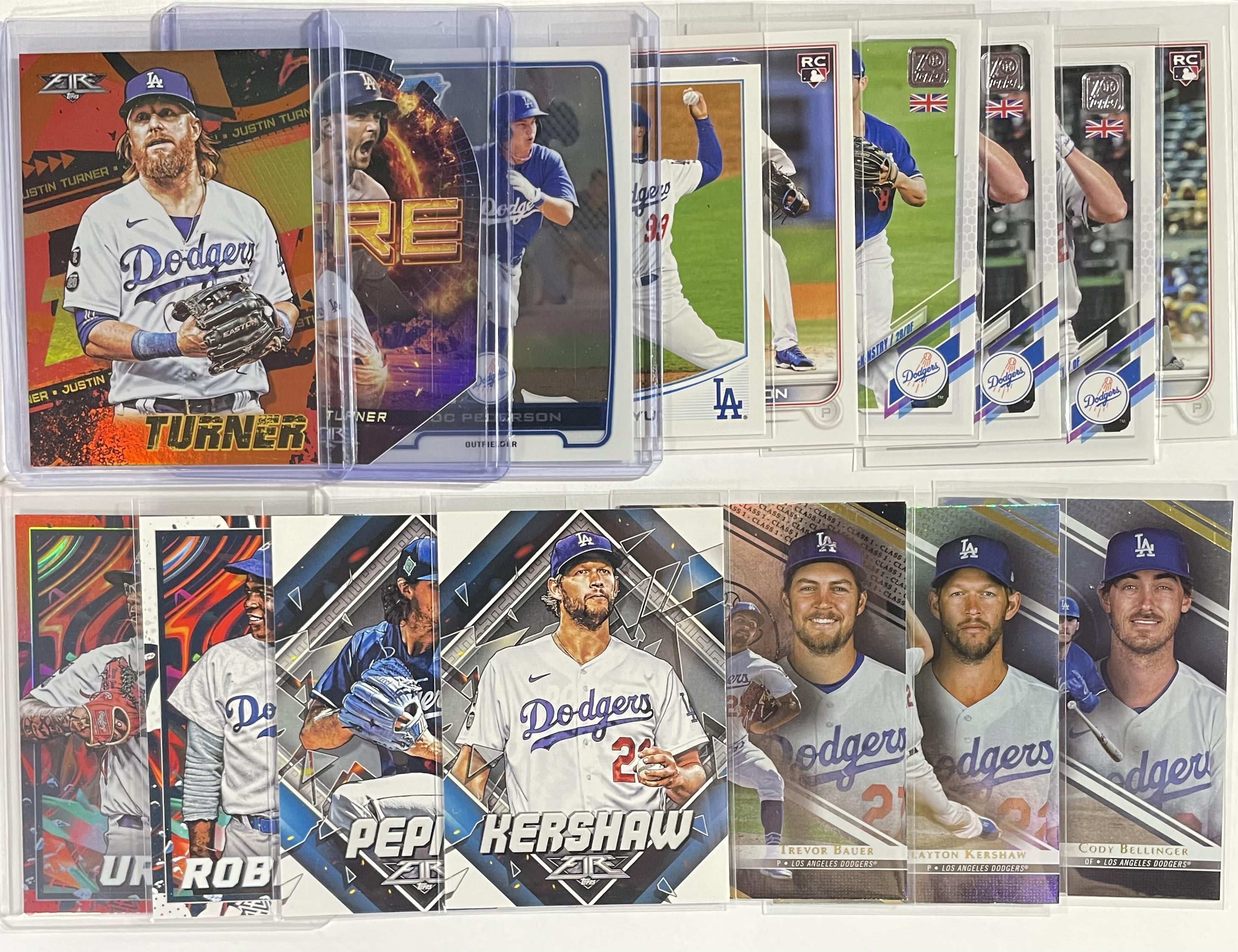 2022 Fire Justin Turner /299 + Trea Die-Cut + Gold Kershaw & Dodgers RC Set