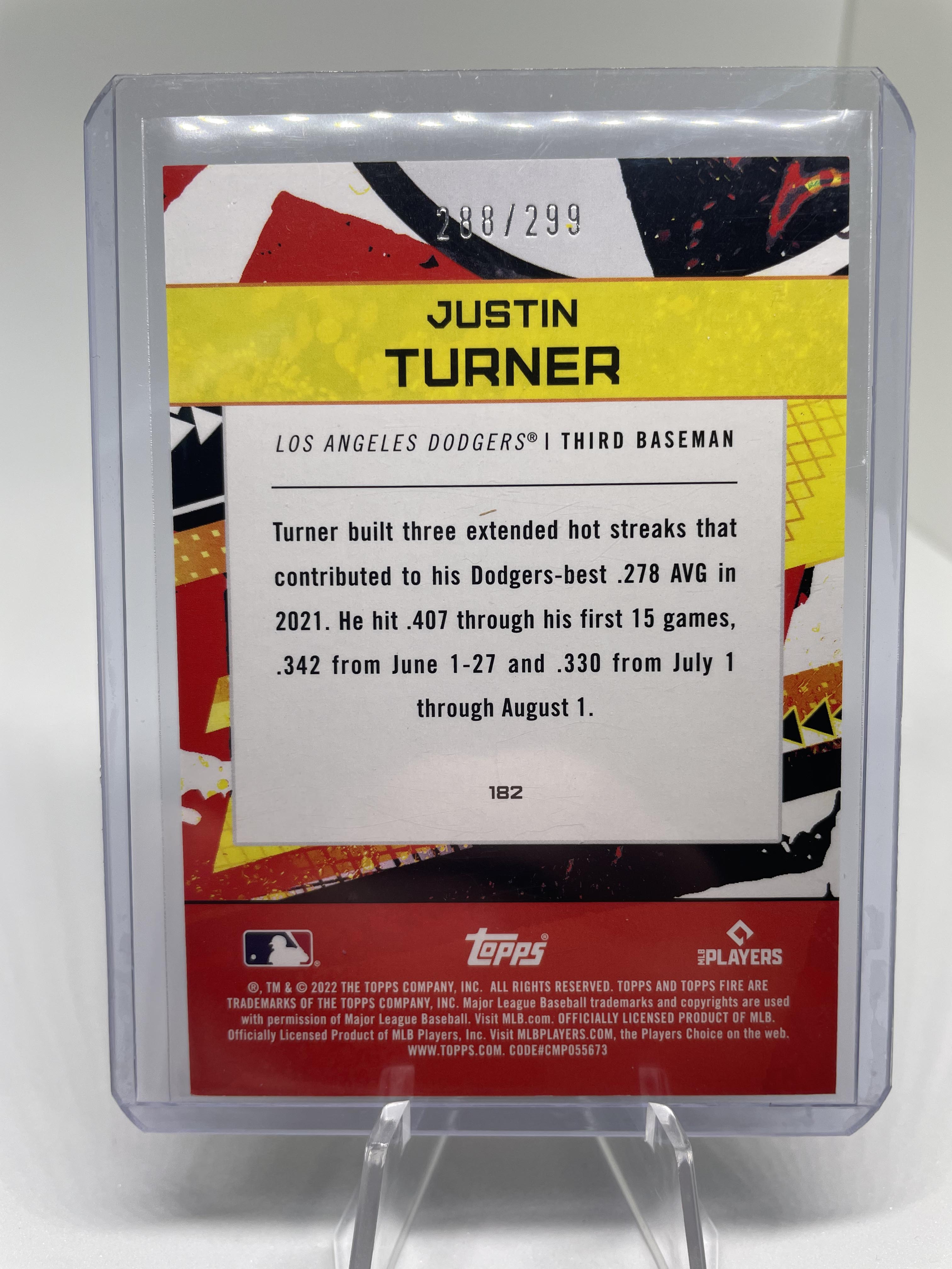 2022 Fire Justin Turner /299 + Trea Die-Cut + Gold Kershaw & Dodgers RC Set