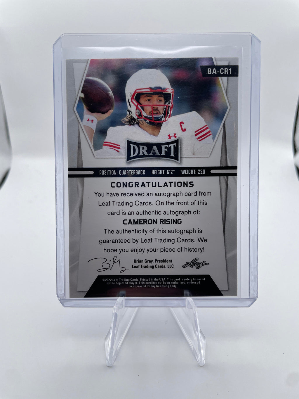 2022 Leaf Draft Cameron Rising Blue Foil Rookie Auto /25 #BA-CR1