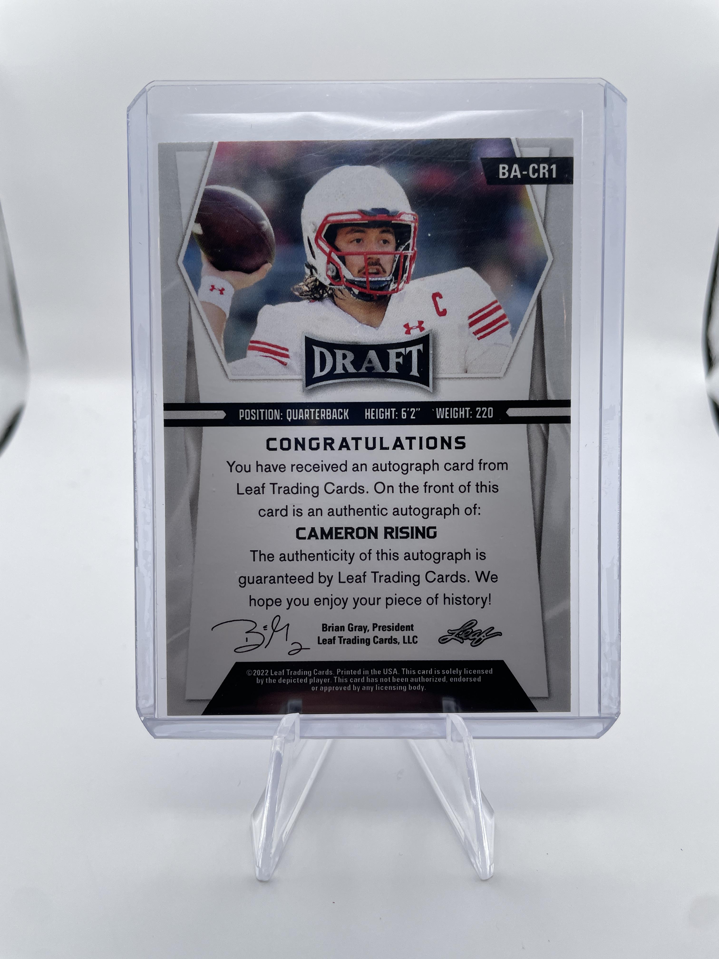 2022 Leaf Draft Cameron Rising Blue Foil Rookie Auto /25 #BA-CR1