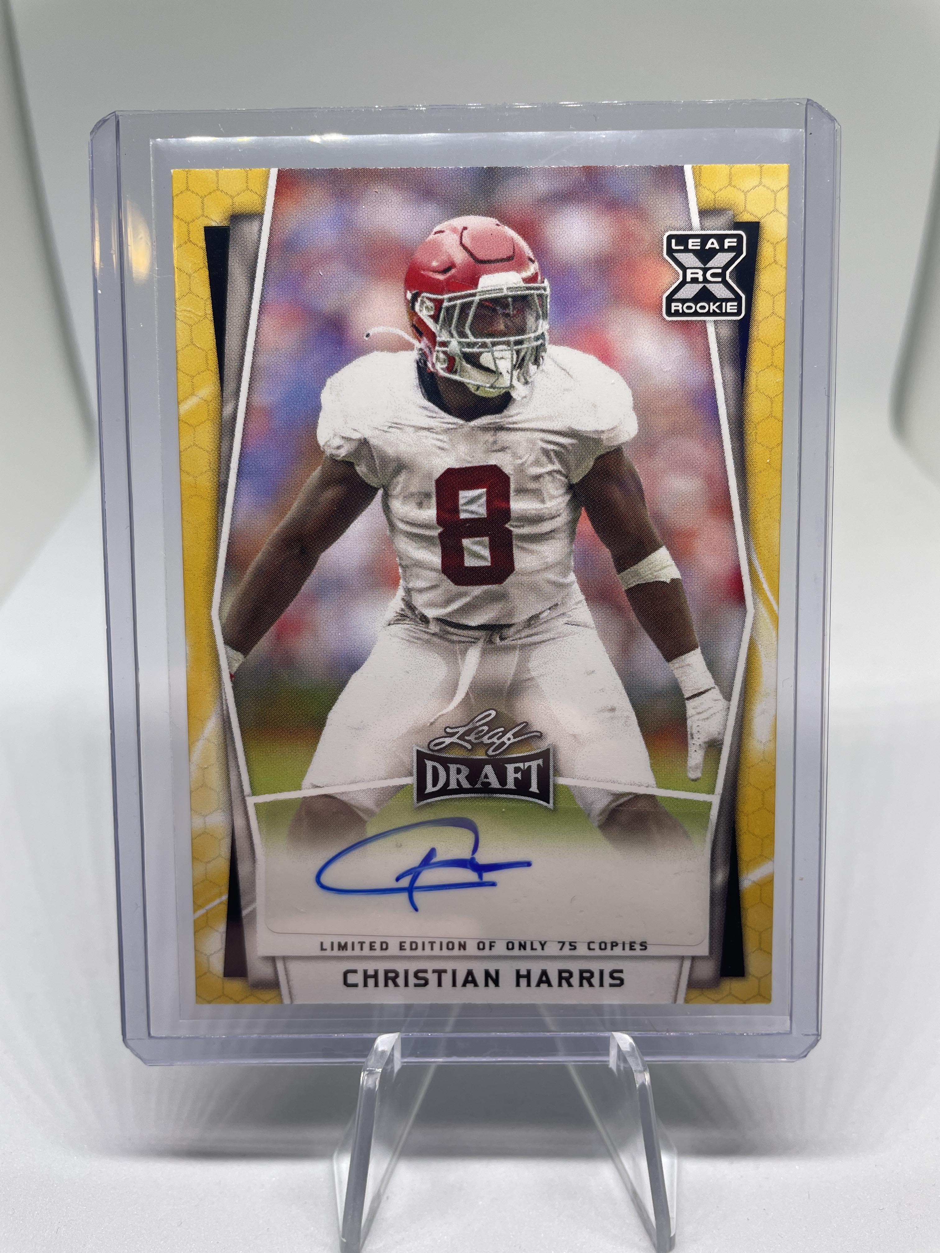 2022 Leaf Draft Christian Harris Yellow Rookie Auto