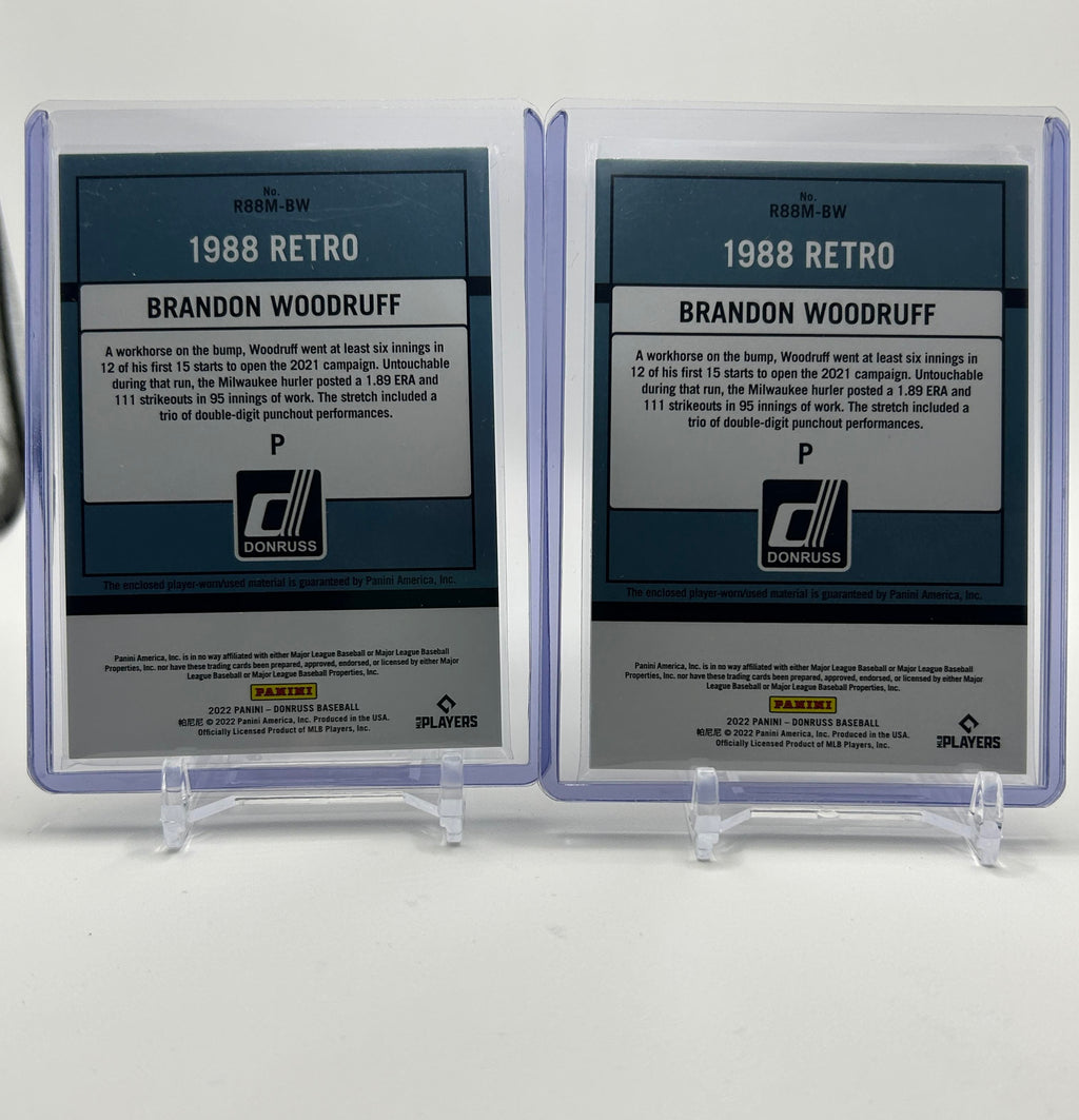 2022 Panini Donruss Brandon Woodruff 1988 Retro Patch Set (x2)