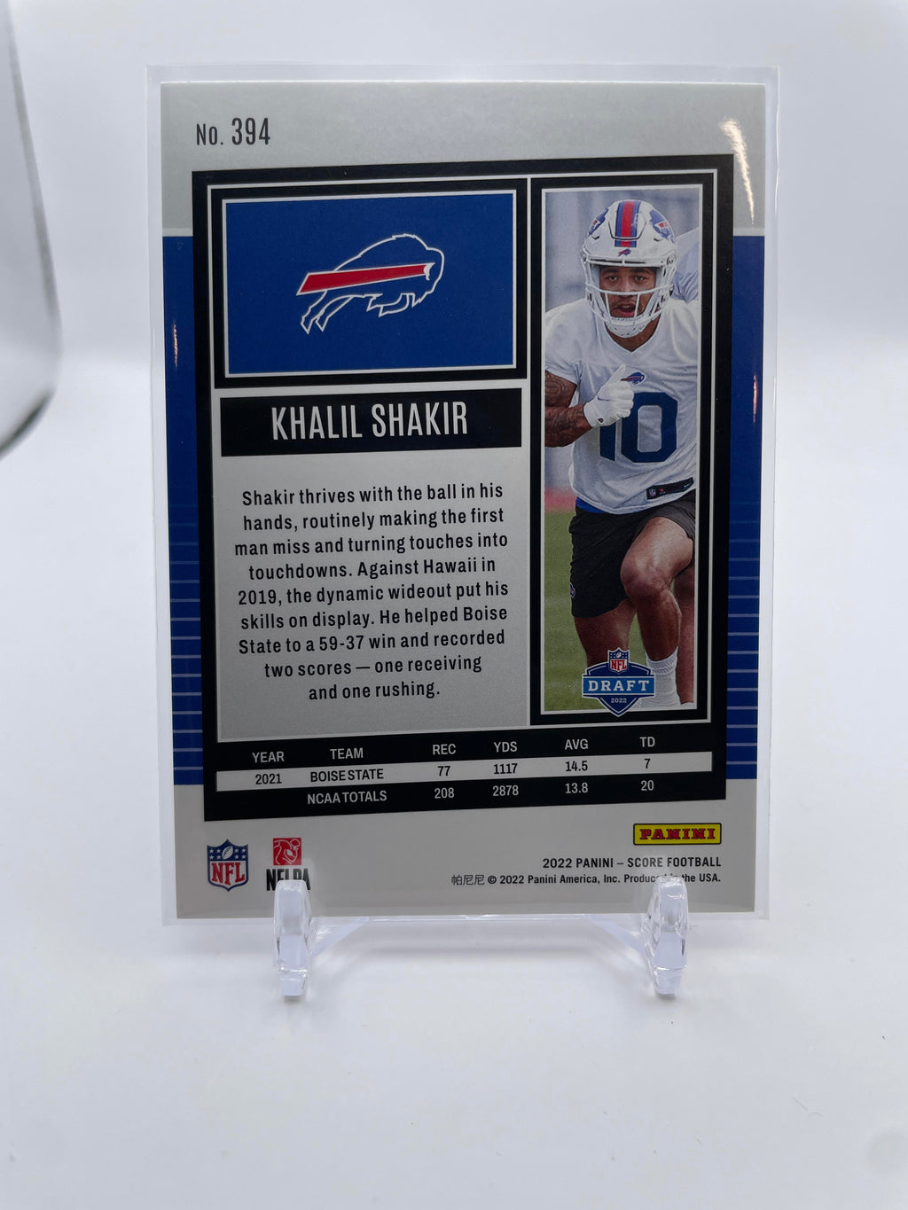2022 Panini Score Khalil Shakir Purple Diamond Rookie SP /299 #394