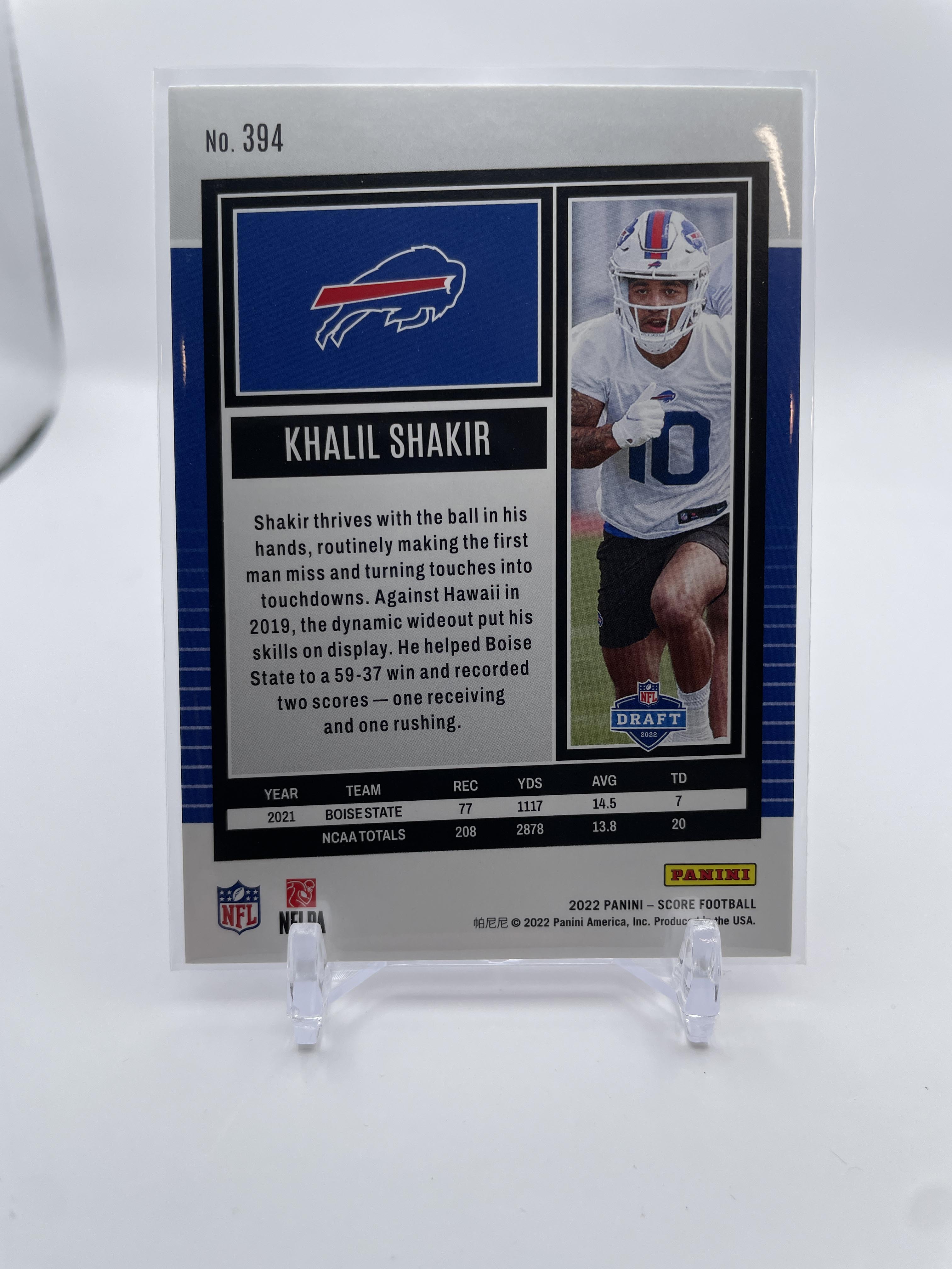 2022 Panini Score Khalil Shakir Purple Diamond Rookie SP /299 #394