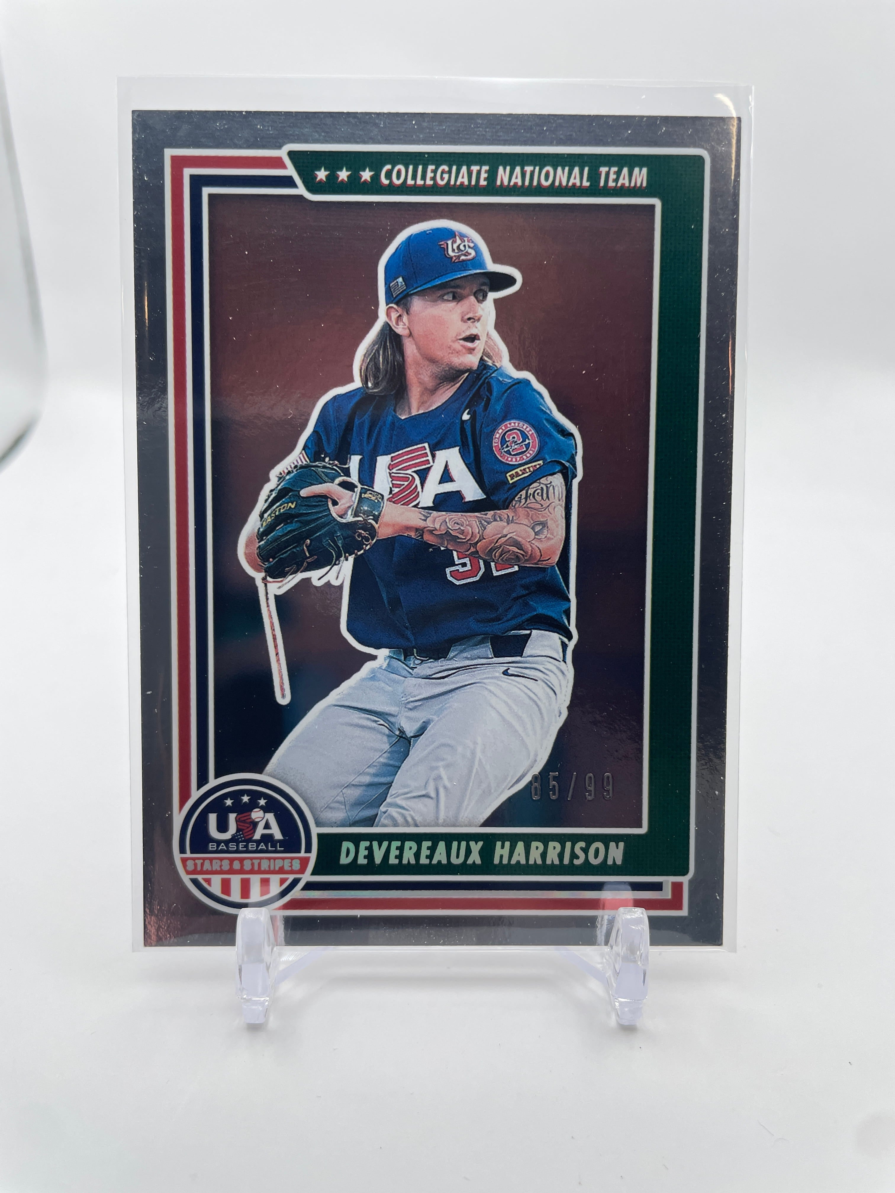 2022 Panini Stars & Stripes Devereaux Harrison Prospect SP /50